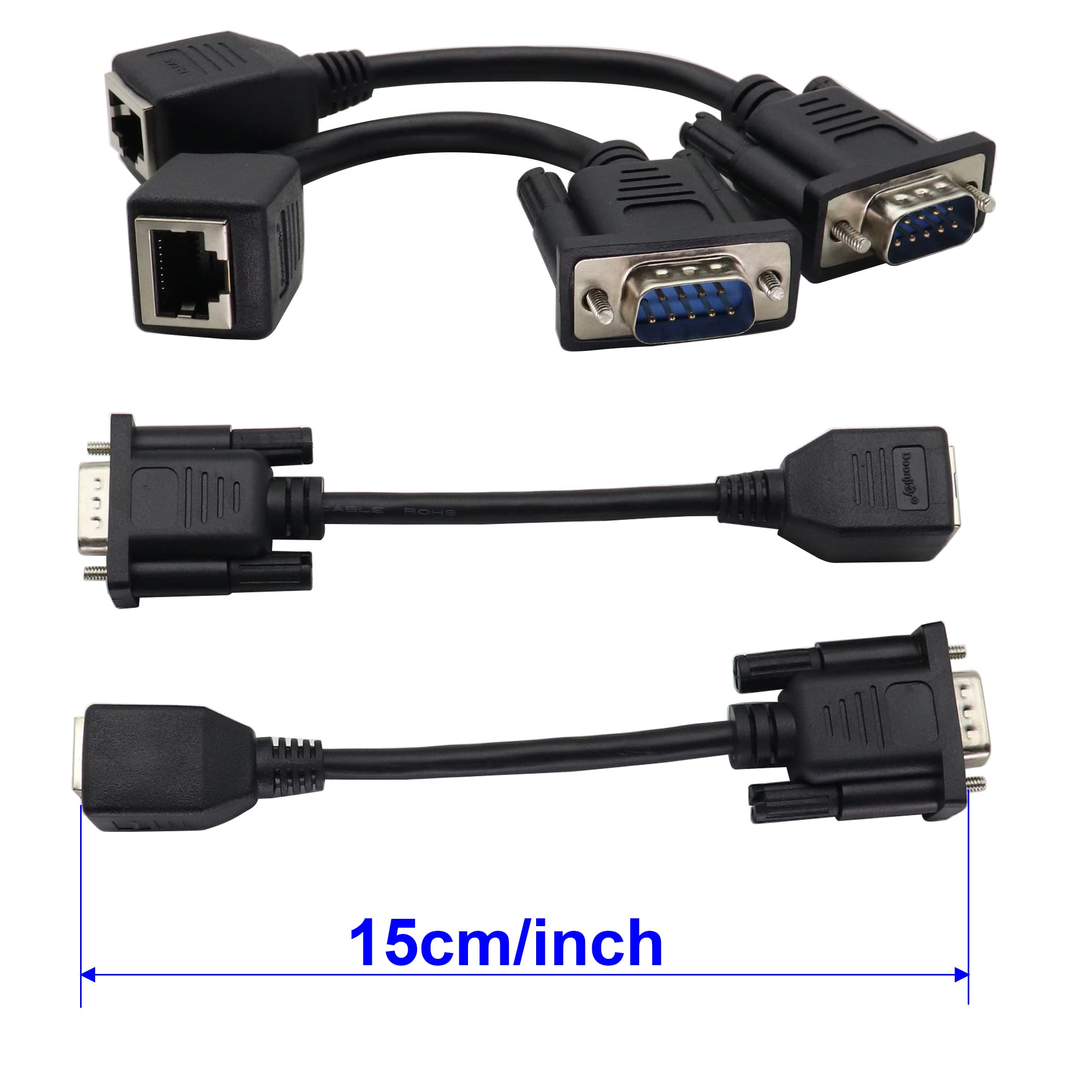 Zuyook Db9 Rs232 To Rj45 Extender Adapter, Db9 9 Pin Serial Port Male To Rj45 Cable Cat5 Cat6 Ethernet Lan Console Extend Adapte