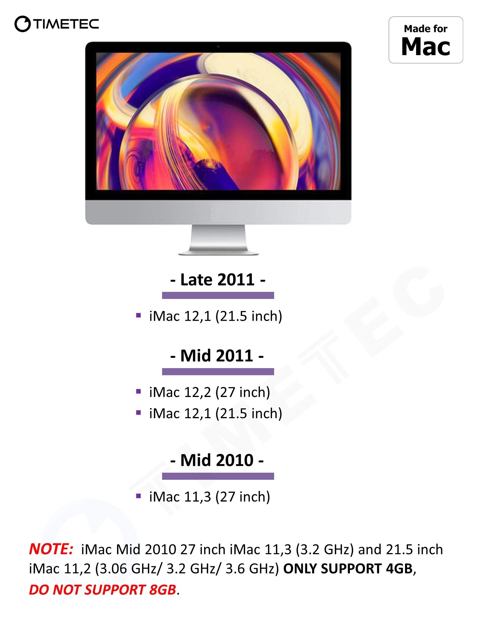 Timetec 16Gb Kit(2X8Gb) Compatible For Apple Ddr3 1333Mhz Pc3 10600 Cl9 For Mac Book Pro (Early/Late 2011 13/15/17 Inch), Imac(Mid 2010, Mid/Late 2011 21.5/27 Inch), Mac Mini(Mid 2011) Mac Ram Upgrade