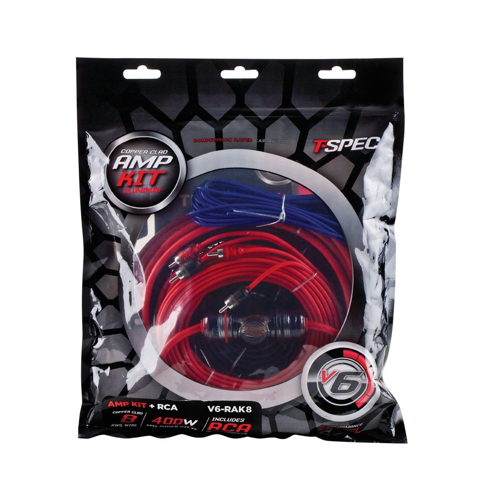 T Spec V6 Rak8 8Awg 400Watt V6 Series Amplifier Kit With Rca