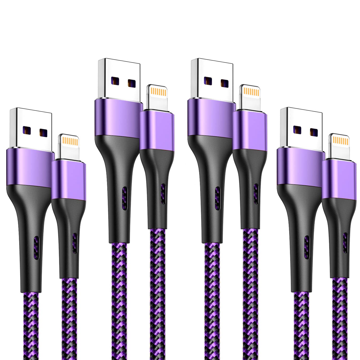 Iphone Charger 4Pack 7Inch, [Apple Mfi Certified] Short Lightning Cable 7Inch, Iphone Charging Cord Fast Charging Cable For Iphone 13 12 Pro Max Mini 11 Pro Xs Xr X 10 8 7 Plus 6S 6 Se Ipad Purple