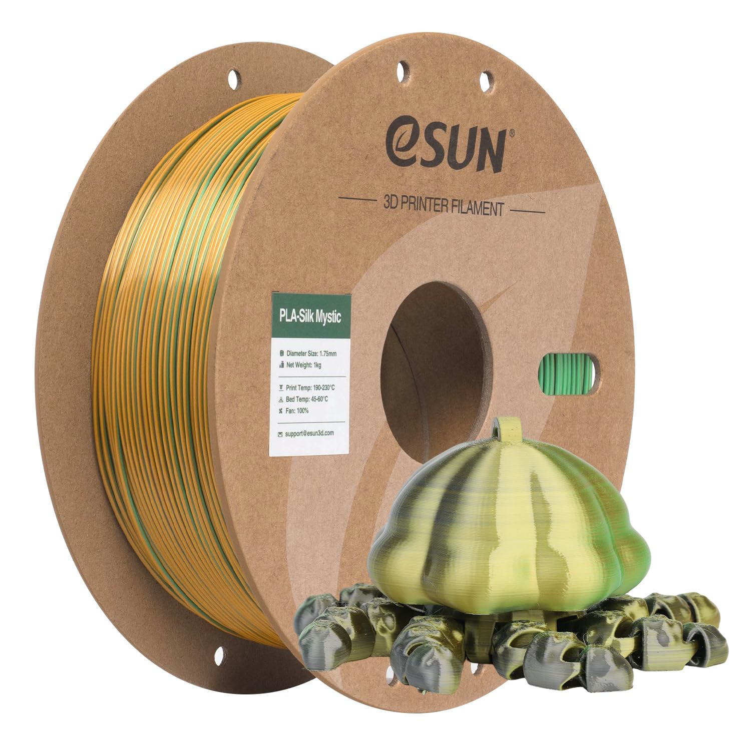 eSUN Silk PLA 3D Printer Filament 1.75mm Three-Color Gradient Shiny Silky Filament, Dimensional Accuracy +/-0.03mm, 1kg (2.2lbs)