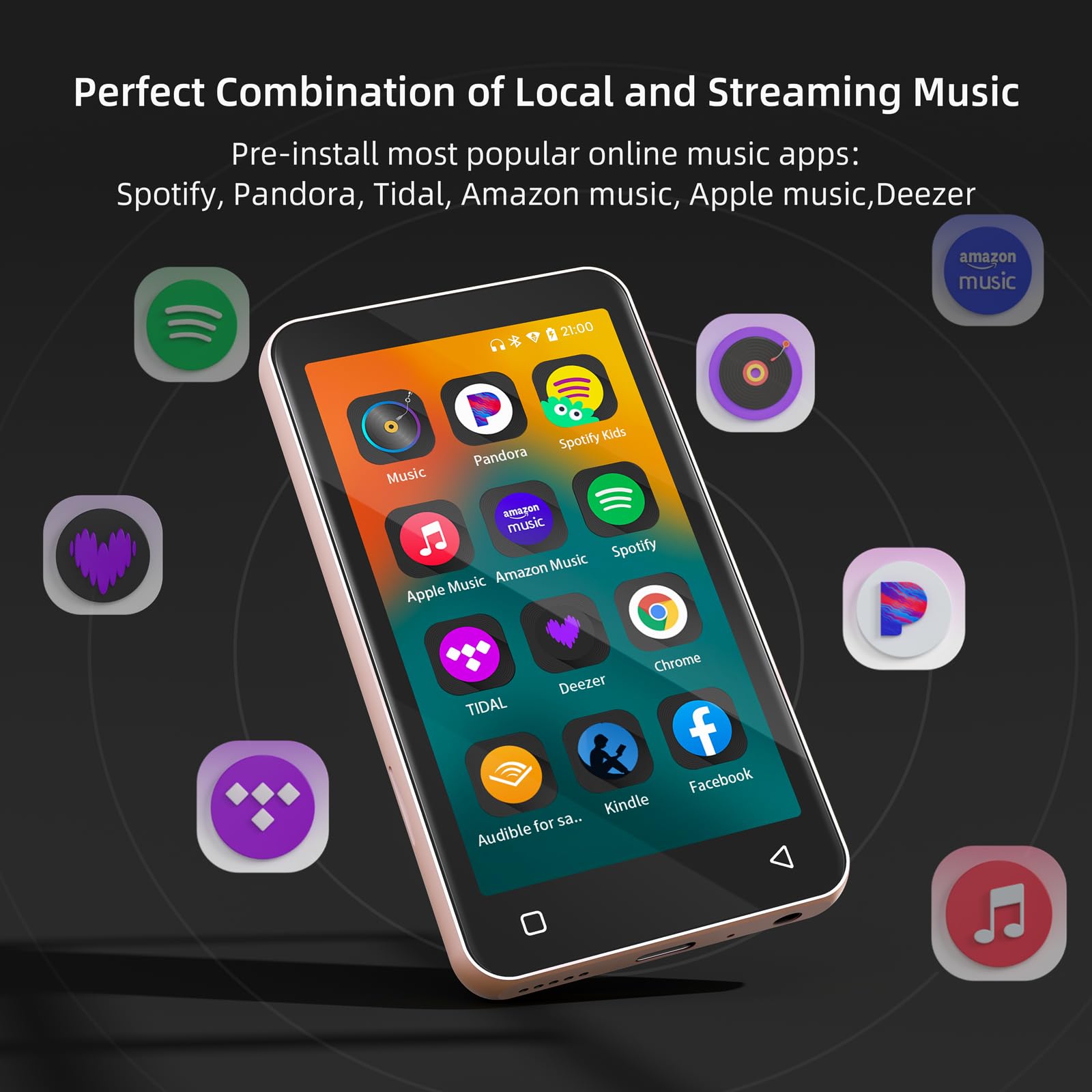 80Gb Mp3 Player With Bluetooth And Wifi, Mp4 Mp3 Player With Spotify,Spotify Kids,4'' Music Player With Pandora, Audible, Mp3 Pl