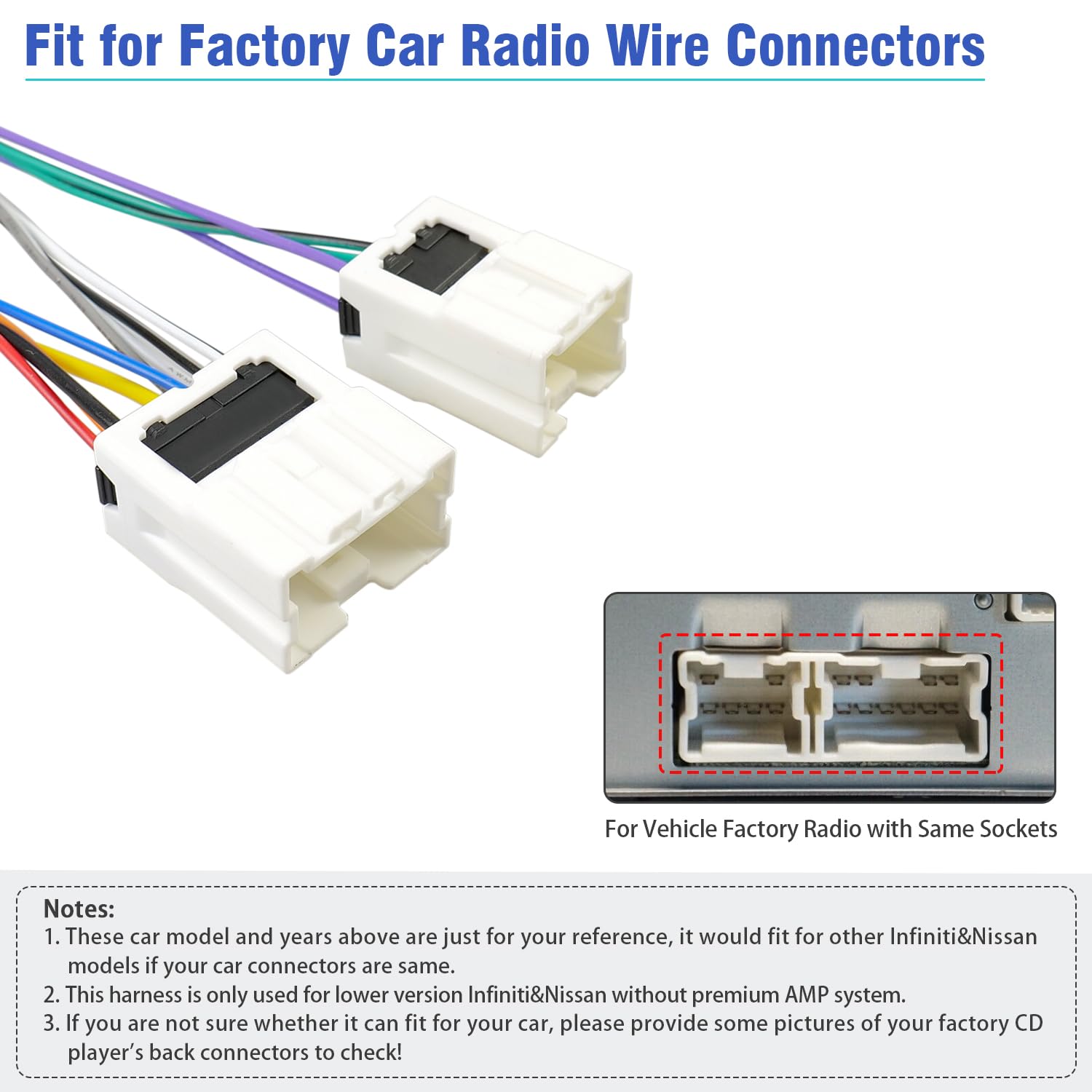 Jayubien Iso Radio Wiring Harness For Nissan Stereo Wire Adapter 1995-2008,Compatible With Infiniti Radio Connector 1990-2008,10
