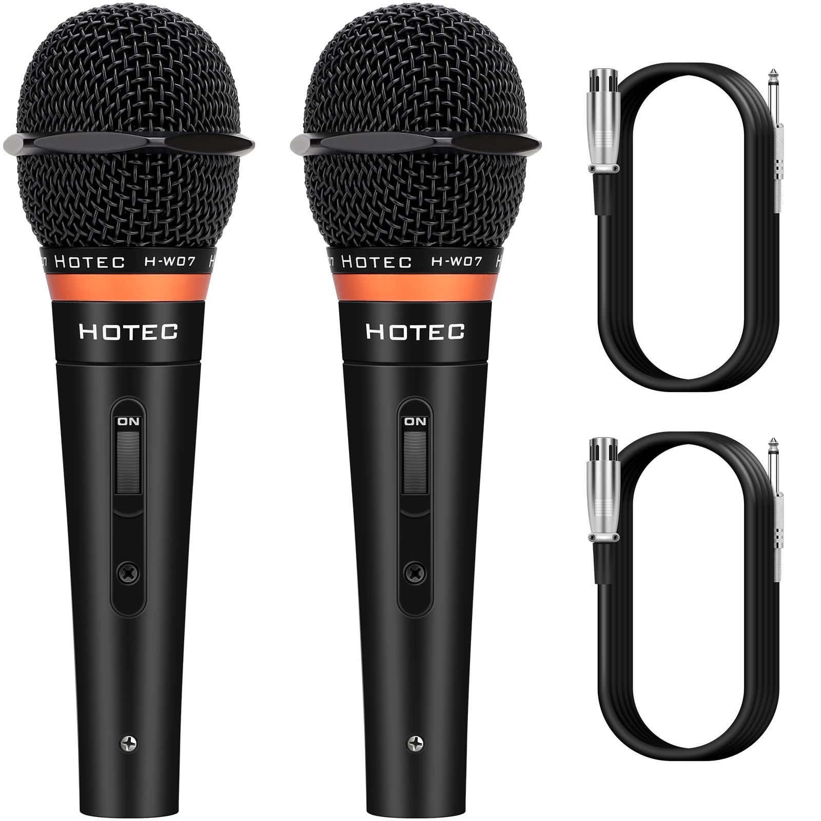 Hotec Premium Wired Vocal Dynamic Handheld Microphones   Includes 19Ft Detachable Xlr Cable And On/Off Switch   2 Pack, Metal Bl