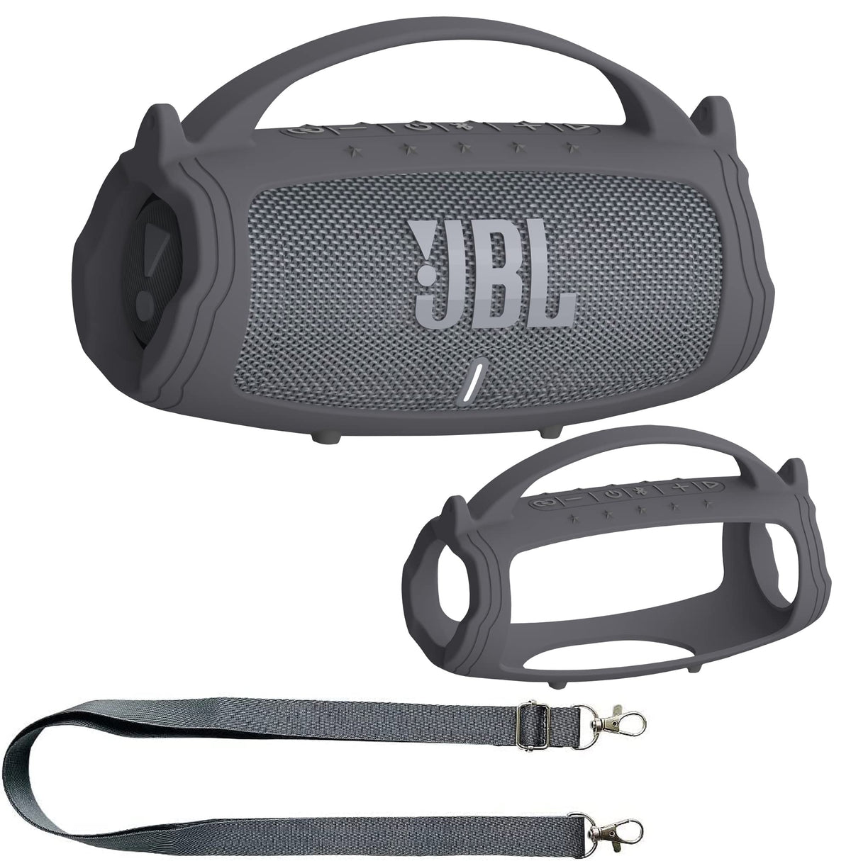 Silicone Cover Case For Jbl Charge 5 Portable Bluetooth Speaker, Protective Skin Holder For Jbl Charge 5 Speaker Accessories (Grey Case, Not Fit Wi Fi Version)