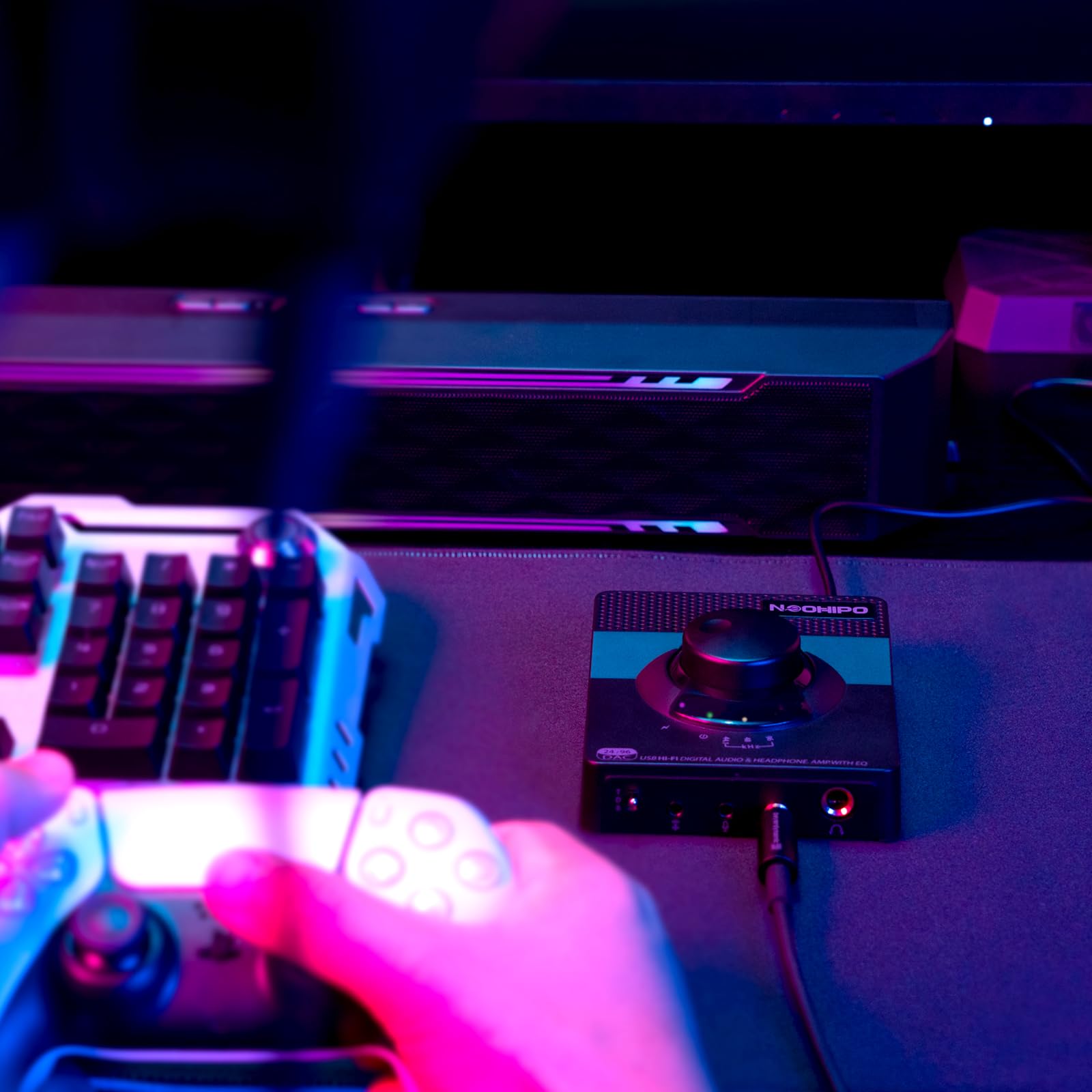 Neohipo H1 Dac Amp For Pc,Mini Usb Gaming Dac Headphone Amplifier, Mini Hi-Fi Digital-To-Analog Amp, 3.5Mm/6.35Mm/Mic/Eq Opt/Coa