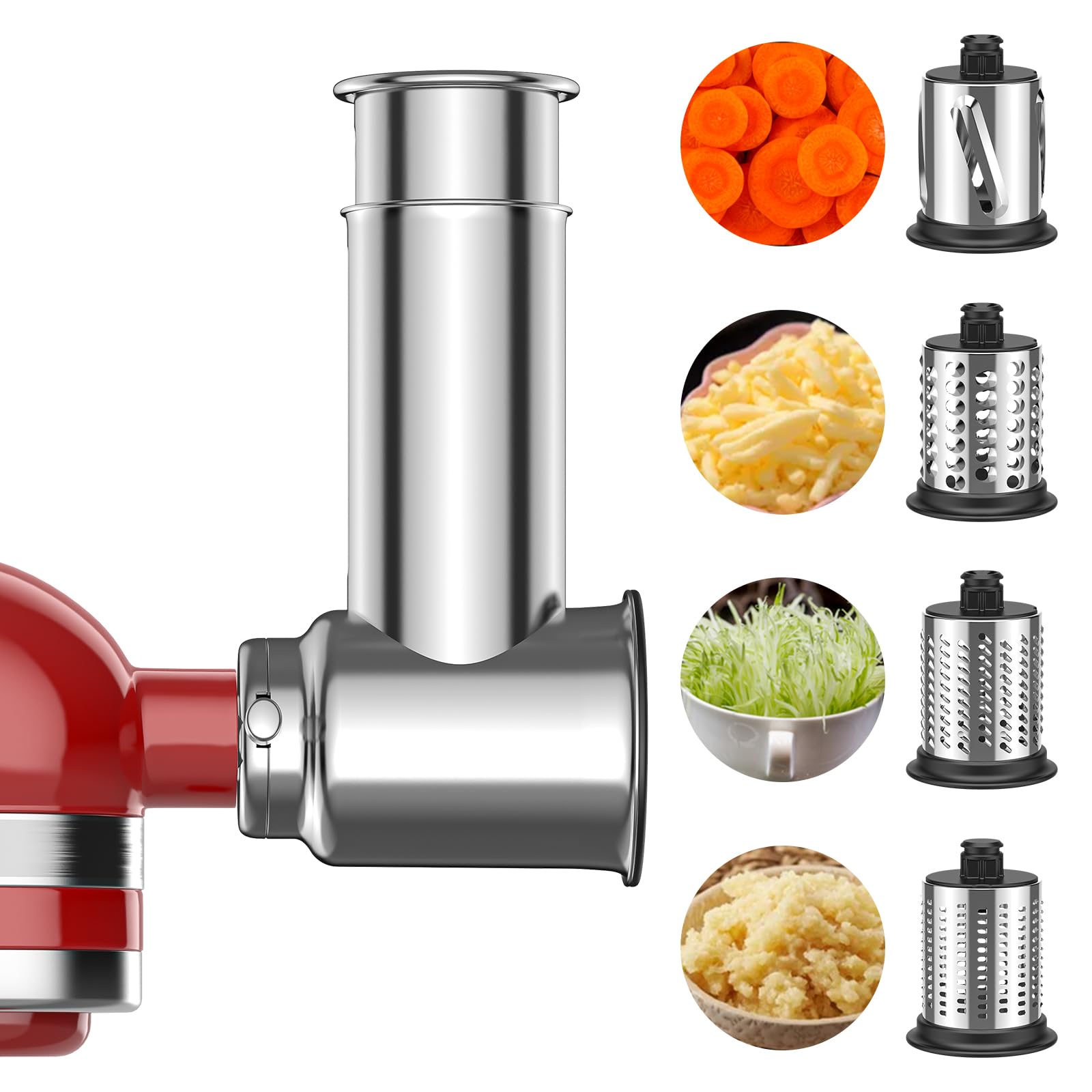 Stainless Steel Slicer Shredder Attachment For Kitchenaid Mixers, Cheese Grater Attachment For Kitchenaid, Vegetable Slicer Atta