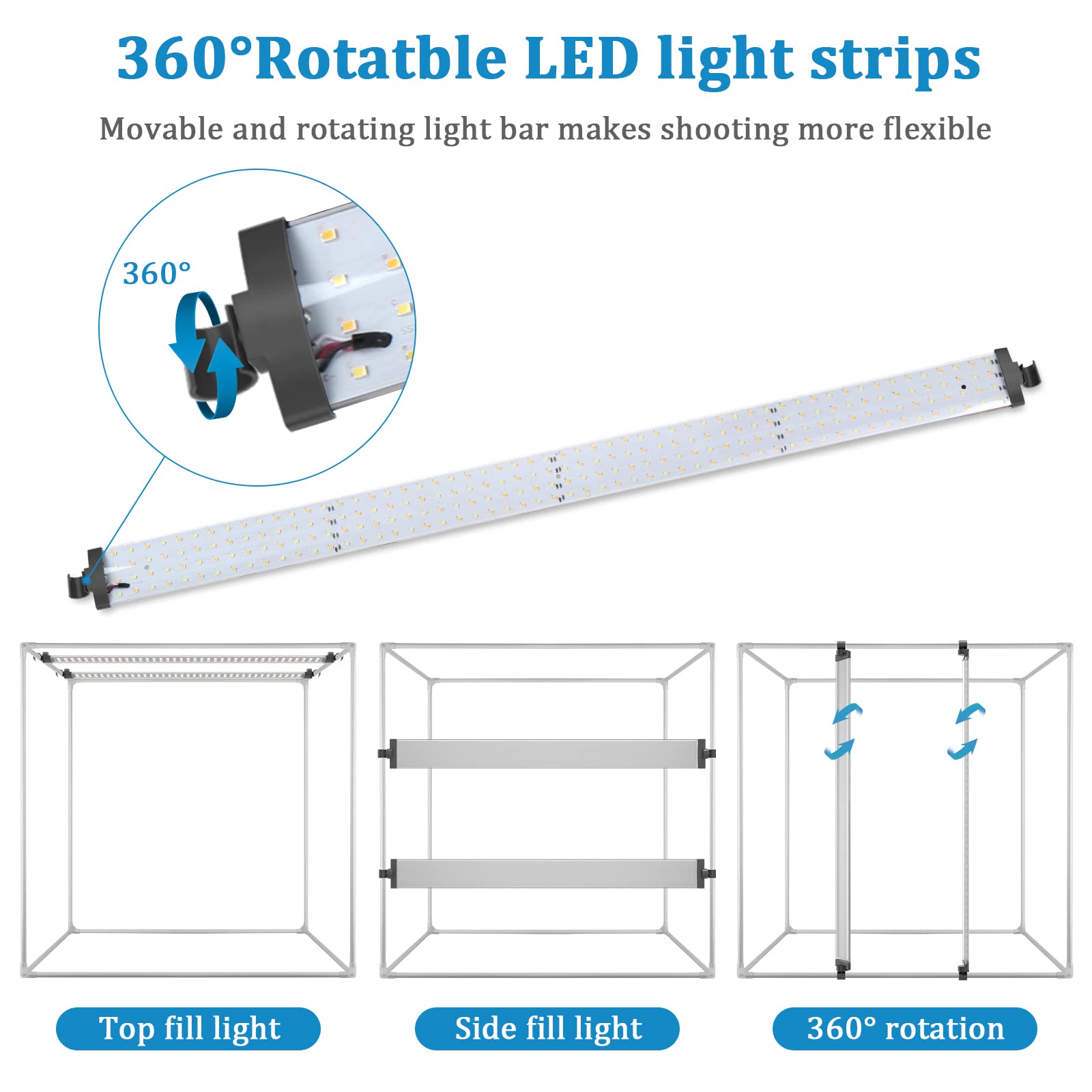 Photo Studio Box, 32X32X32 Inches Portable Foldable Photography Light Box Shooting Tent With Dimmable High Cri95+ Led Lights And