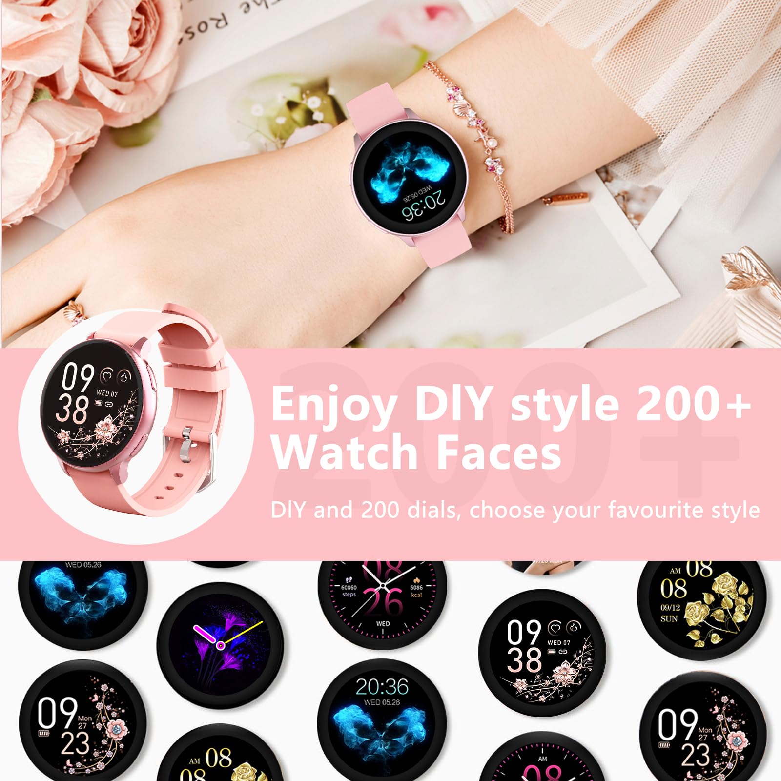 Blintok Smart Watch For Men Women Fitness Tracker With 100+ Sport Modes,Activity Trackers For Ios/Android Waterproof/Heart Rate/