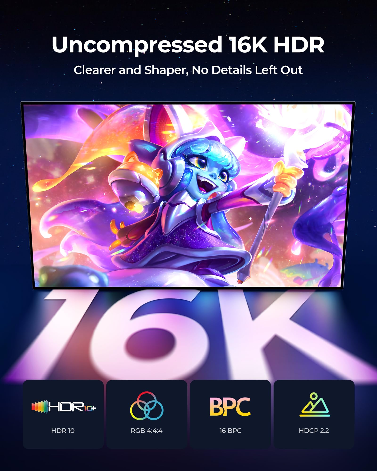 Silkland 16K Mini Displayport To Displayport 2.1 Cable, 16K@60Hz, 8K@120Hz, 4K@240Hz Hdr, Dsc1.2A, G Sync Freesync, Mini Dp [Thunderbolt 2] For Gaming Laptop, Macbook, Imac, Monitor, 10Ft