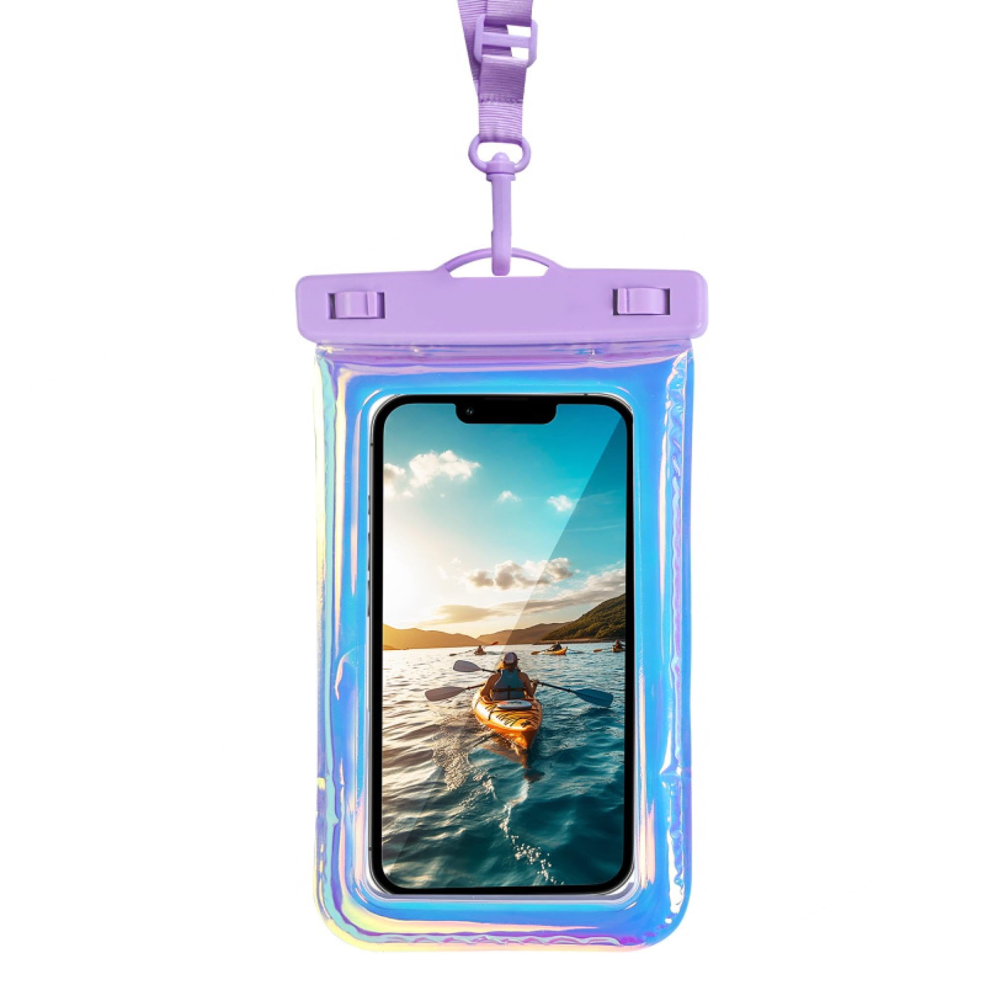 Vangoddy Iridescent Purple Floating Waterproof Dry Bag Phone Pouch Compatible with iPhone 16e, 16 Pro Max, 16 Plus, 16