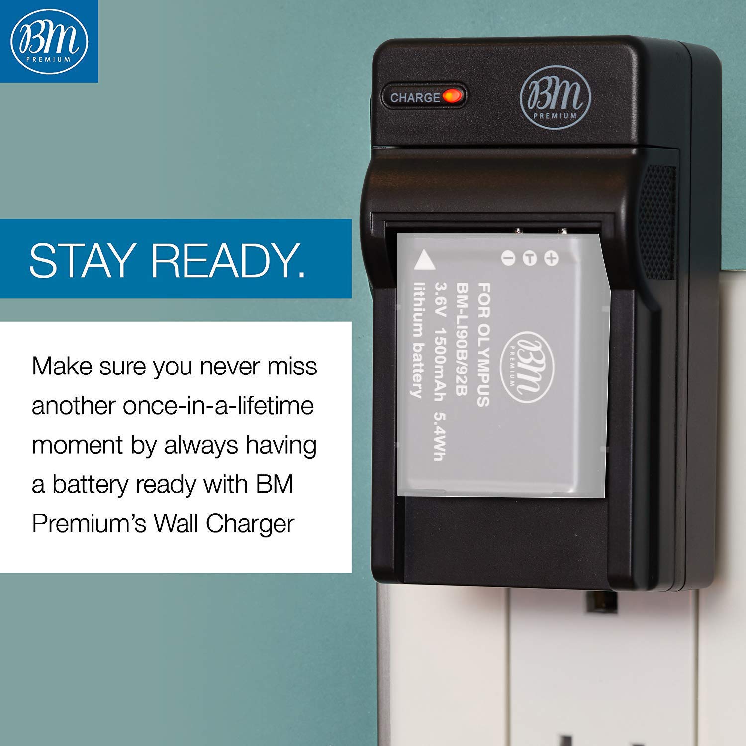 BM LI 92B, LI 90B Battery Charger for Olympus Tough TG 6, TG 5, TG Tracker, Tough SH 1, SH 2, SP100 IHS, Tough TG 1 iHS, Tough TG 2 iHS, Tough TG 3, Tough TG 4, SH 50 iHS, SH 60, XZ 2 iHS Cameras