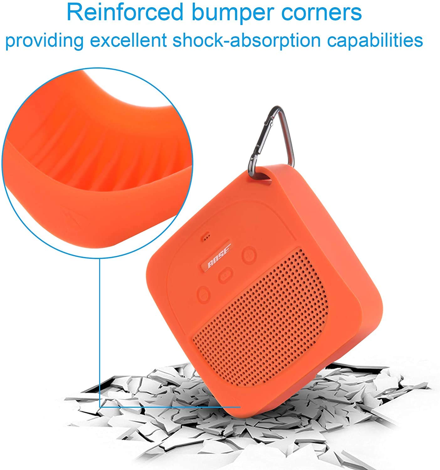 Txesign Silicone Case Compatible With Bose Soundlink Micro Speaker, Soft Travel Carrying Case Protective Cover With Metal Hook F