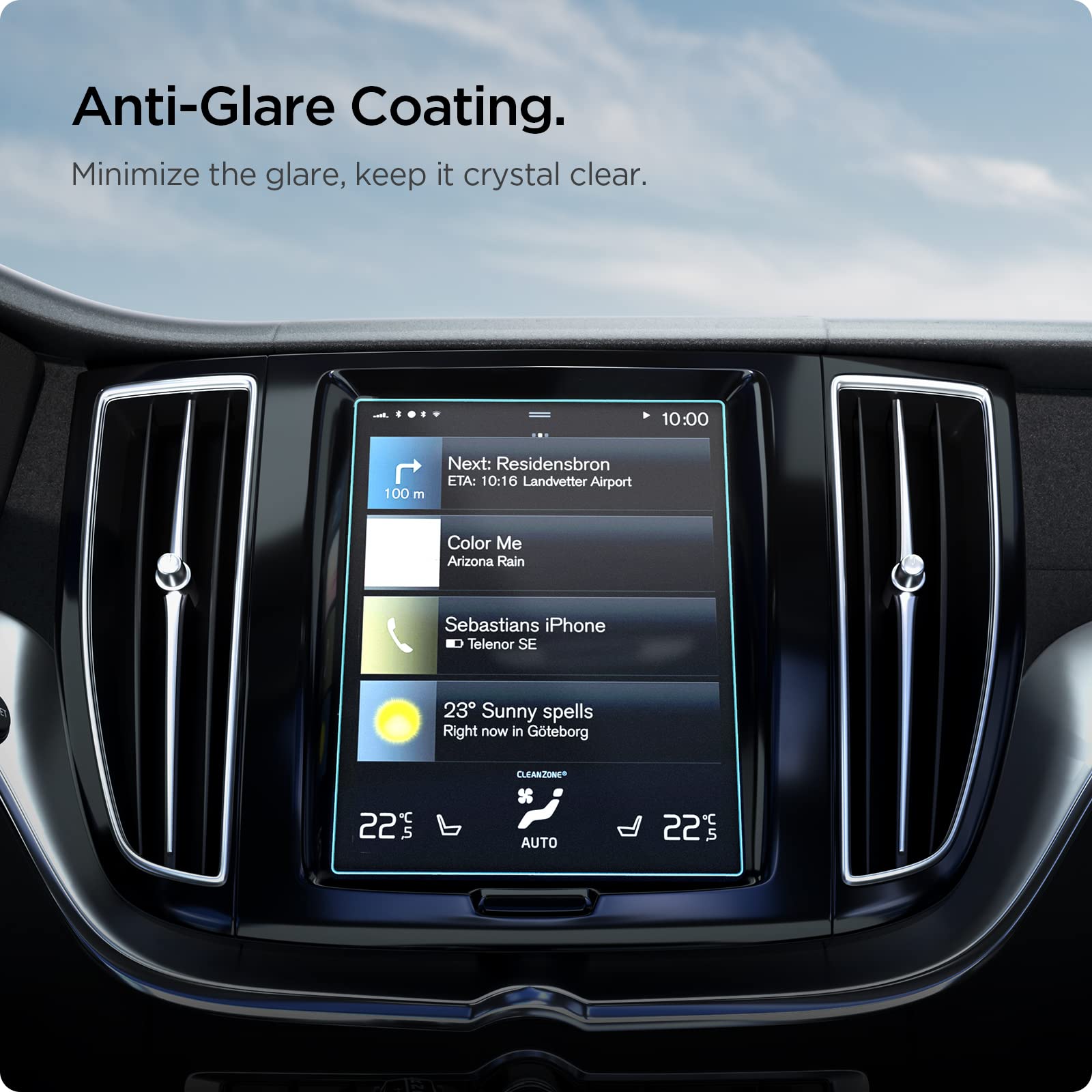 Spigen Tempered Glass Screen Protector [Glastr Slim] Designed For Volvo Xc40, 60, 90 (2025 2021), S60, 90 (2025 2018), V60, 90 (2025 2019) 9 Inch Dashboard Touchscreen   Matte/Anti Fingerprint