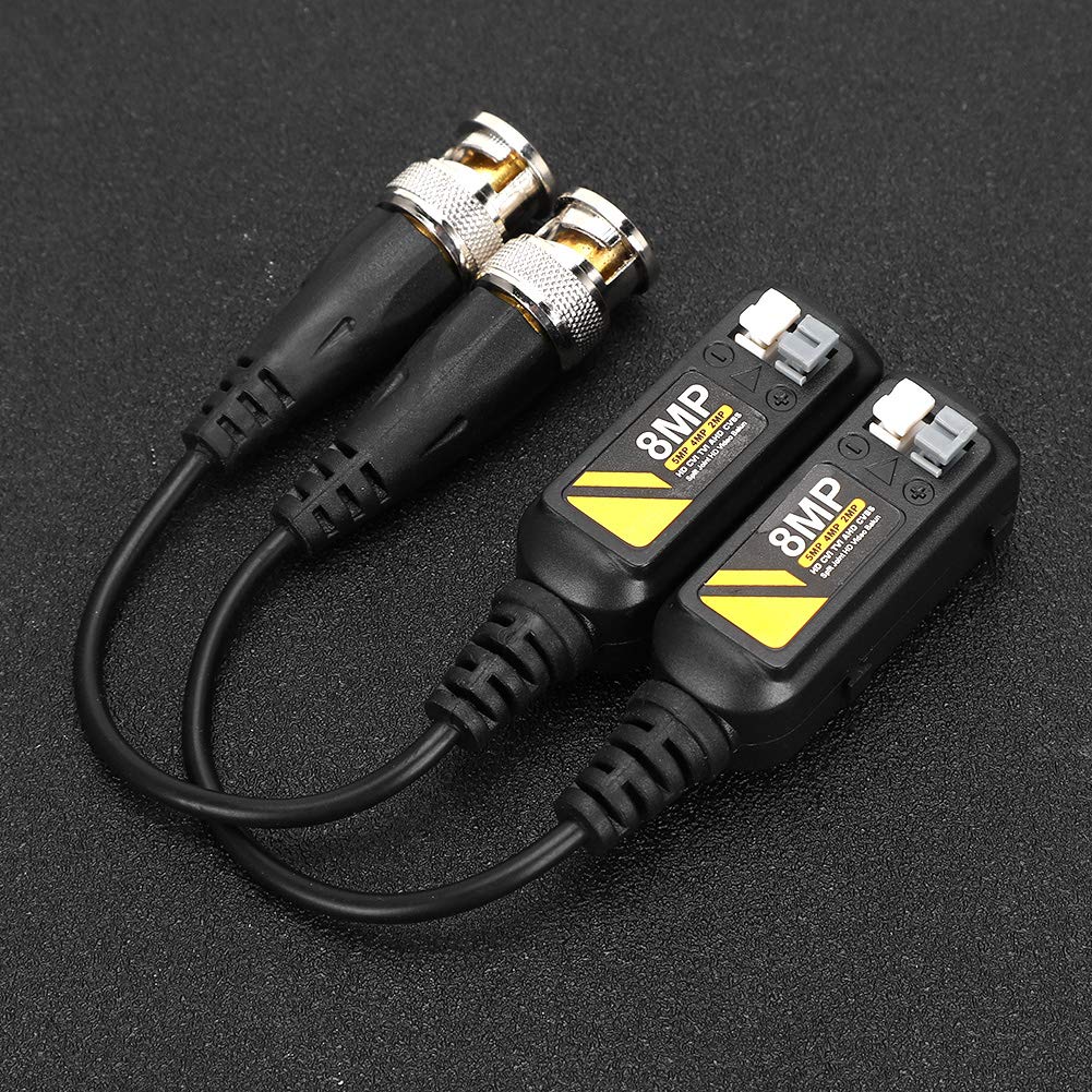 Dioche Video Balun Connectors, 2 Pair Video Balun Transceiver Cable For Bnc Male Cable Male Twisted Pair Transmitter Cable 8Mp Hd Cvi Ahd Tvi Cvbs Bnc