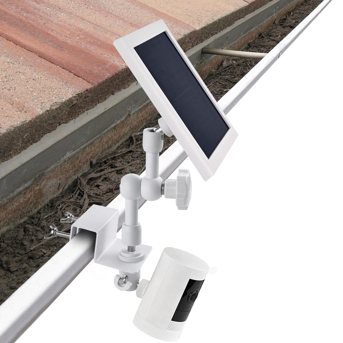 2-In-1 Gutter Mount For Ring Solar Panel, Stick Up Cam Battery, Spotlight Cam Battery And Spotlight Cam Battery Plus/Pro, Perfec