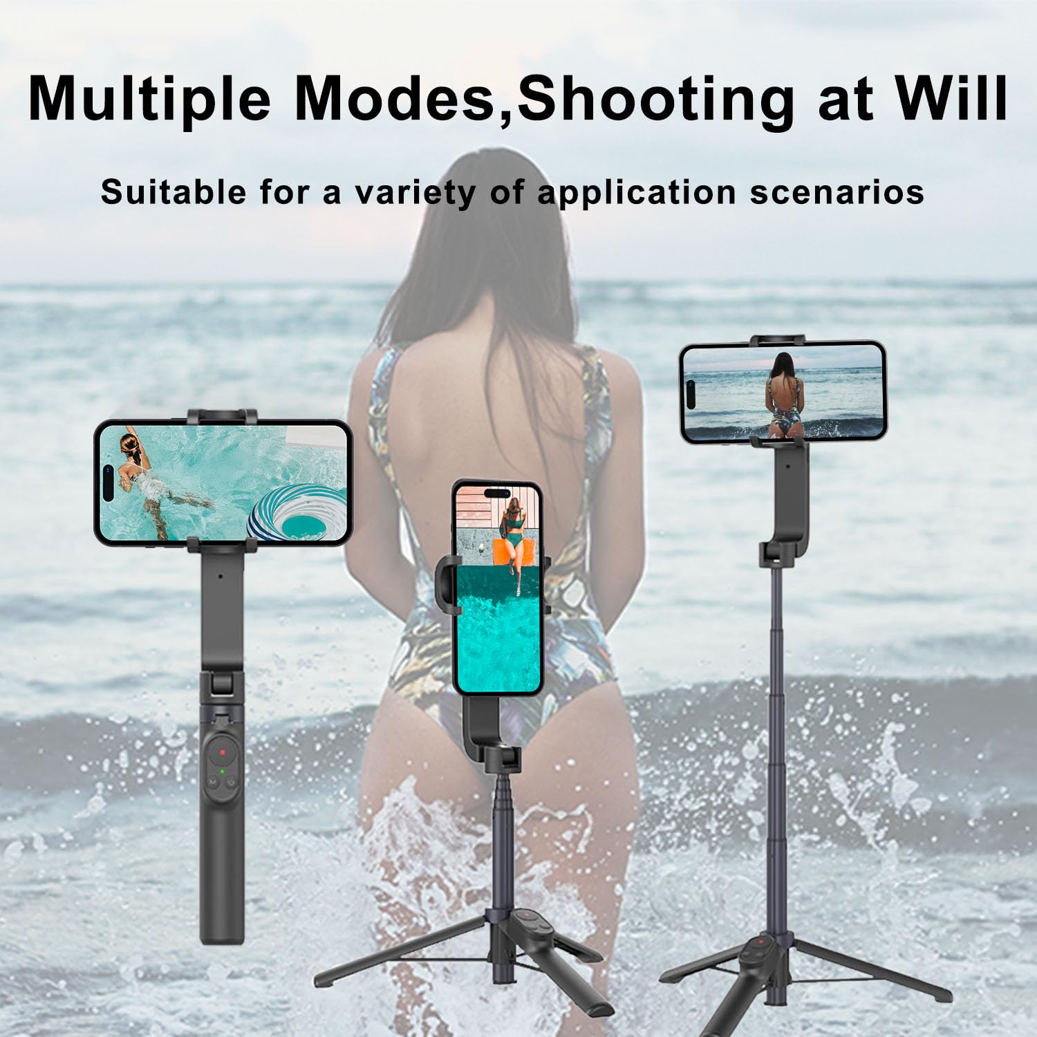 Selfie Stick Gimbal Stabilizer, Gimbled Phone Holder With Wireless Remote Tripod 1-Axis Handheld Smartphone Portable Gimbal For
