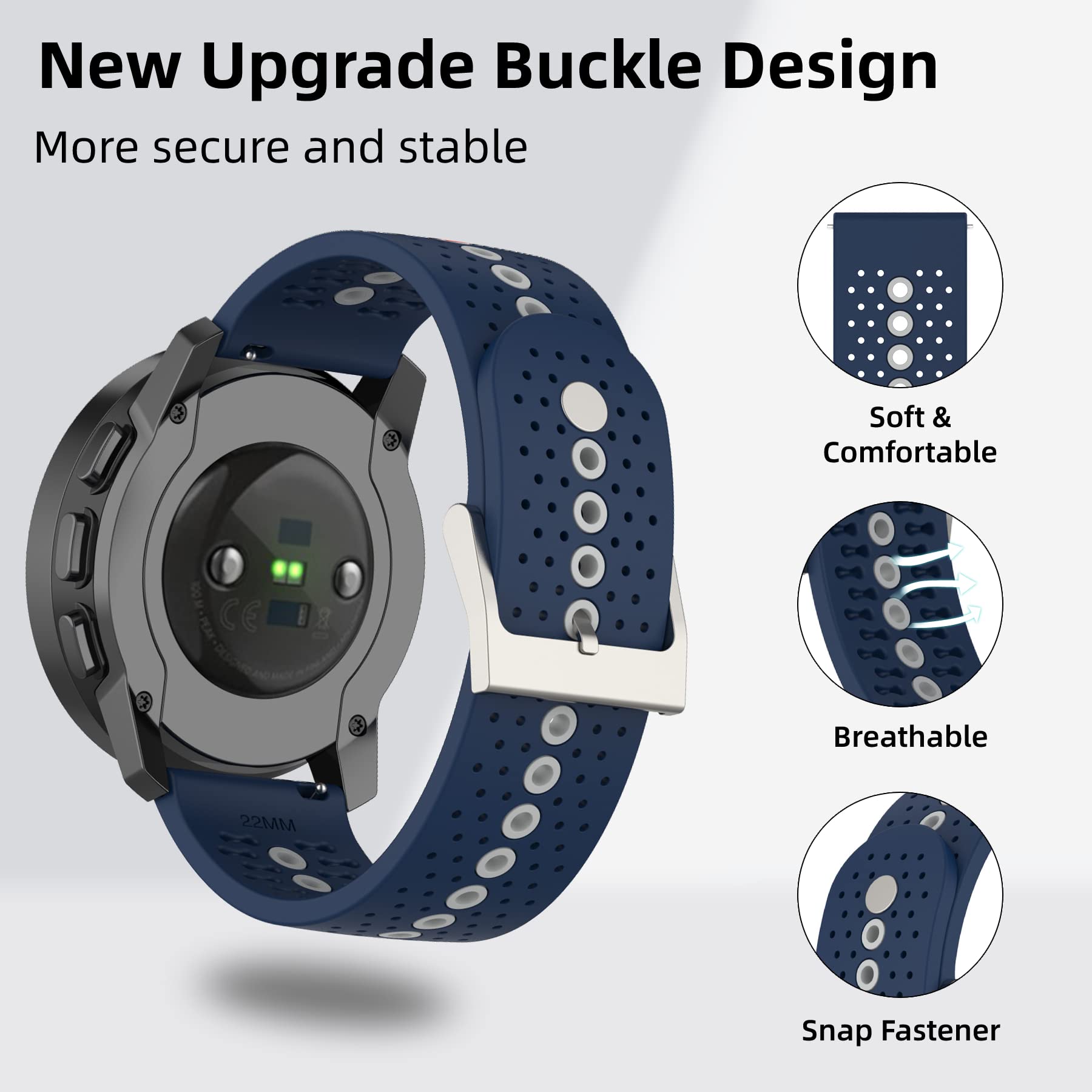 22Mm Sport Strap Compatible For Amazfit Bip 5/Balance/Gtr 3 Pro/Gtr 3/Gtr 4/Gtr 2/Gtr 2E,Ticwatch Pro 3,Huawei Gt 2 Replacement