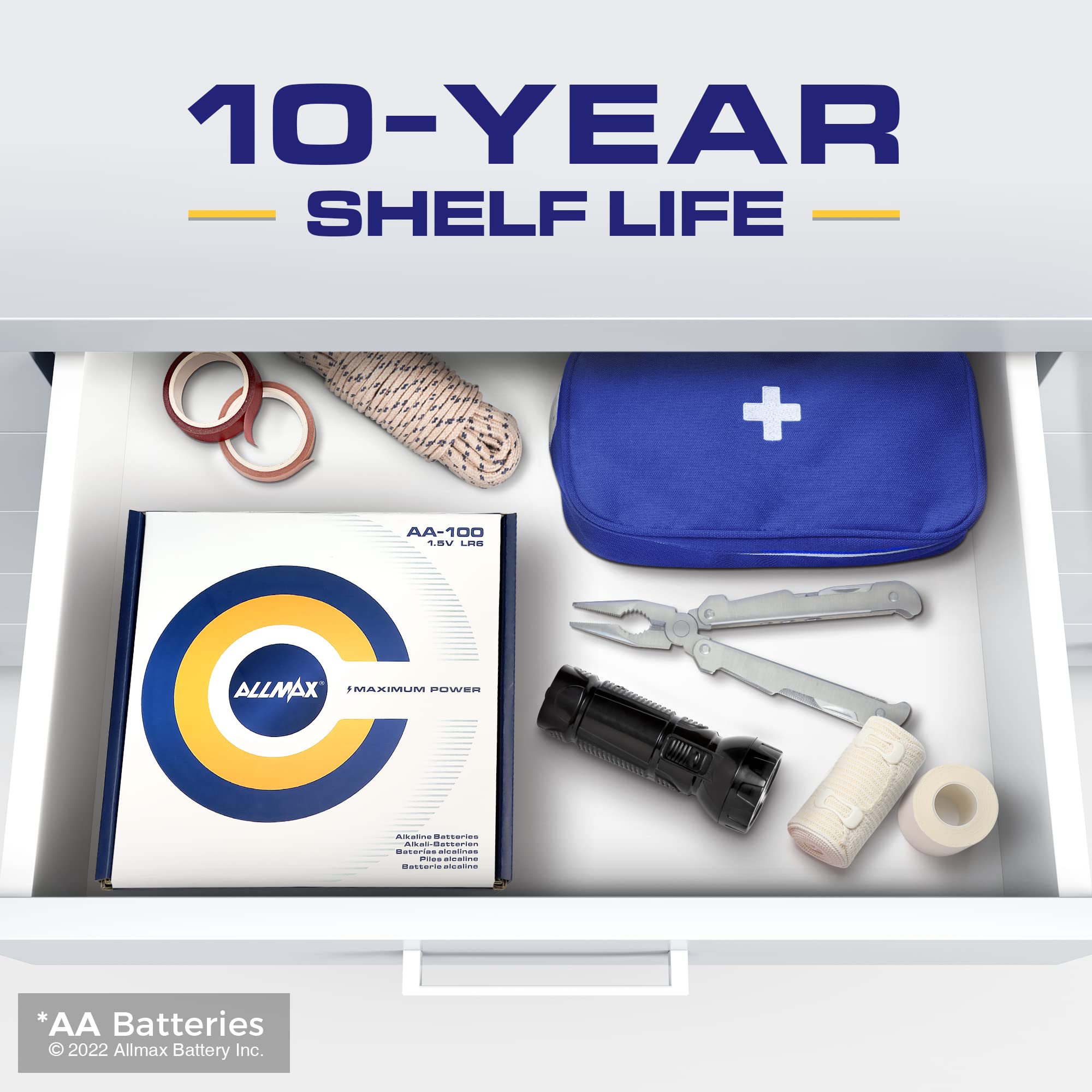 Allmax Aa Maximum Power Alkaline Double A Batteries (600 Count Wholesale Pack / 6 Boxes Of 100)   Ultra Long Lasting, 10 Year Sh