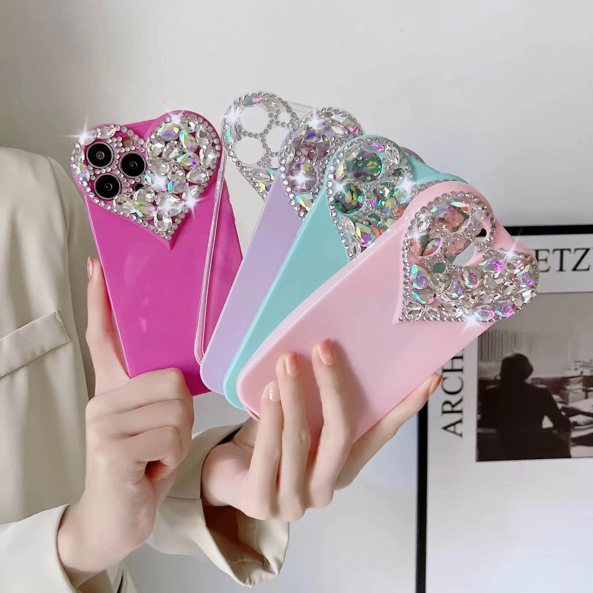 Enytdmo Compatible With Iphone 11 Cute Case 3D Glitter Sparkle Bling Case For Women Girls, Pretty Rhinestone Diamond Cute Aesthe
