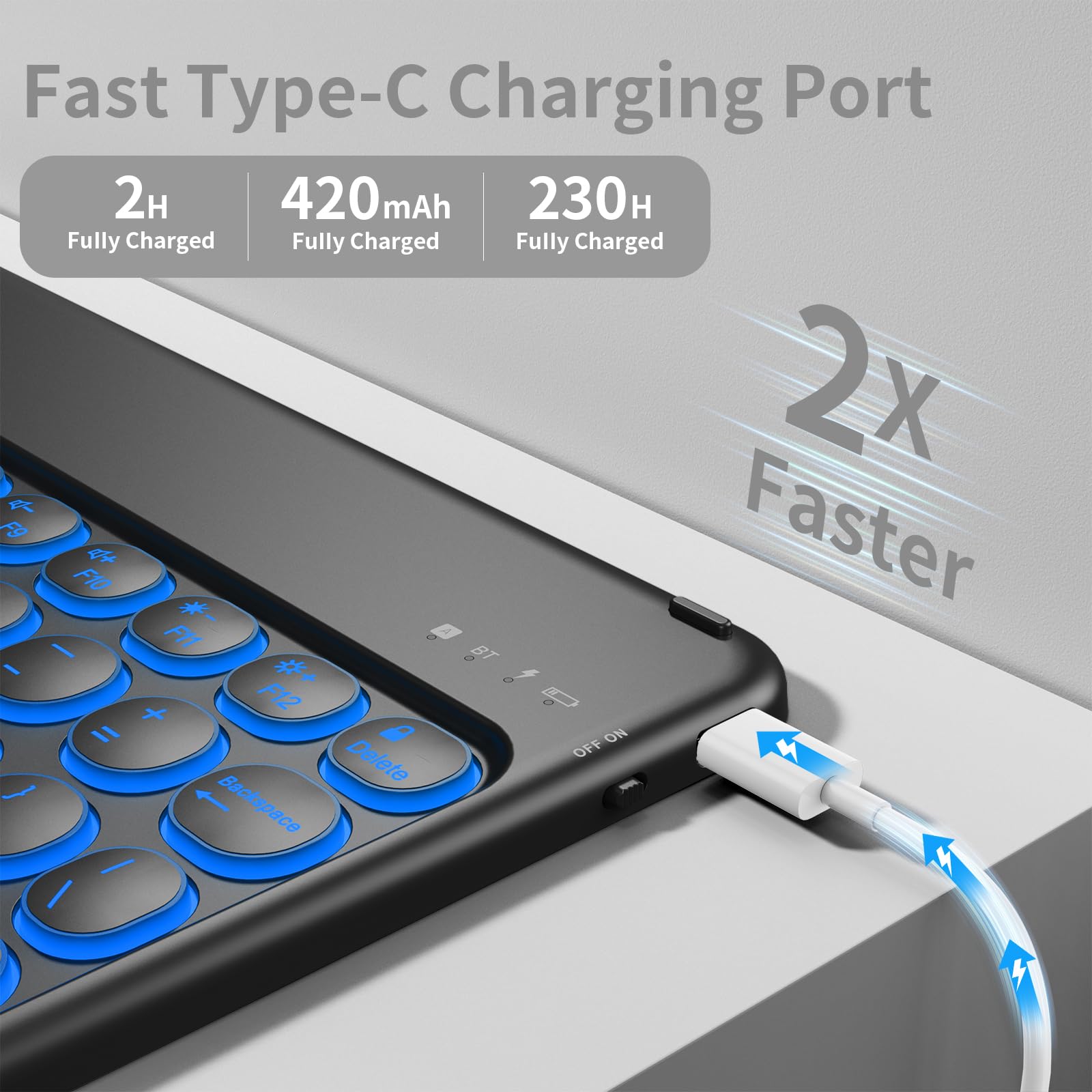 Aoub Keyboard Case For Ipad 10Th Generation 10.9 Inch 2022, 7 Color Backlit Detachable Wireless Bluetooth Keyboard Stand Folio C