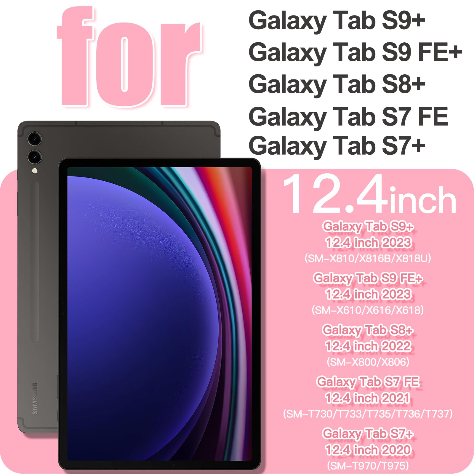 Braecnstock Kids Case For Samsung Galaxy Tab S9 Fe+ Plus/ S9+ Plus/ S8+ Plus/ S7 Fe/ S7+ Plus 5G 12.4'' Shockproof Protective Ta