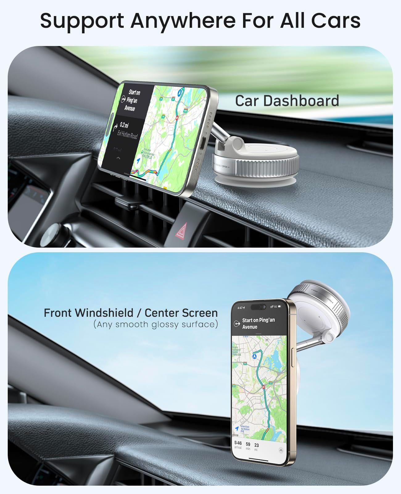 Jononser Vacuum Magnetic Phone Holder, Suction Cup Phone Mount For Magsafe, 360 Adjustable Magnetic Phone Holder, Pocket Size Fo