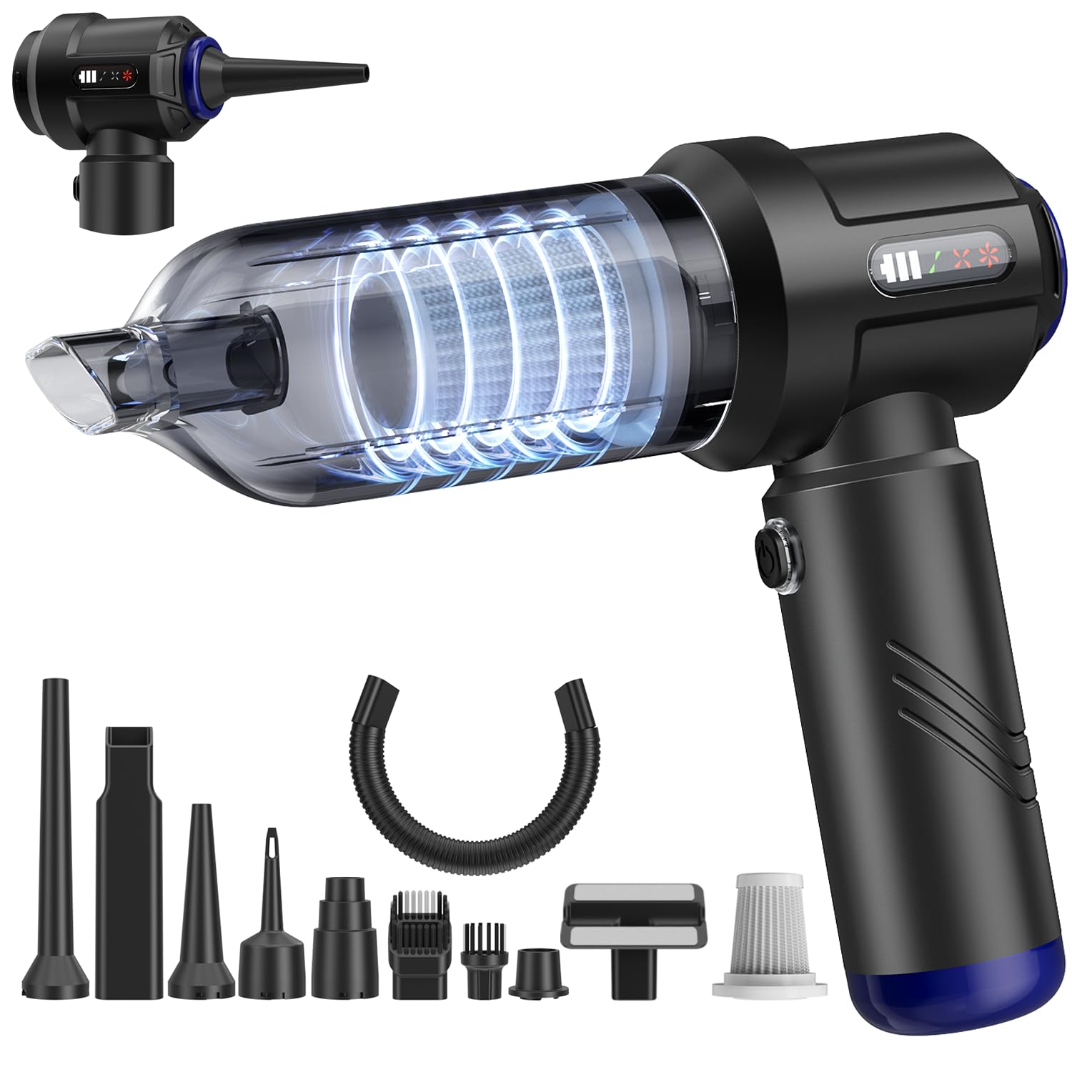 Vostuve Car Vacuum Portable Cordless High Power Small Handheld Vacuum Cleaner 4in1 Compressed Air Duster & Air Blower & Pump H