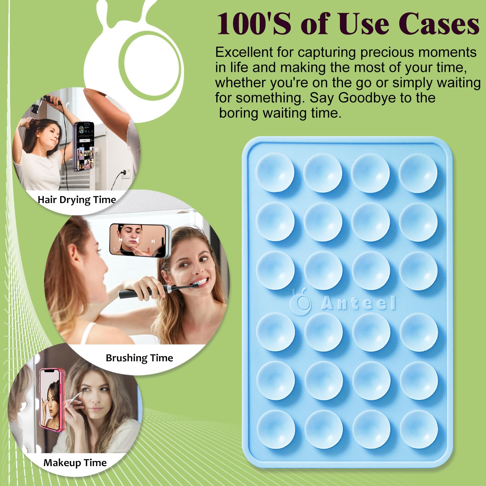 Anteel Max Silicone Suction Phone Case Adhesive Mount, Upgraded Super Strong Grip, Durable, Easy To Use, Hands-Free Sticky Phone