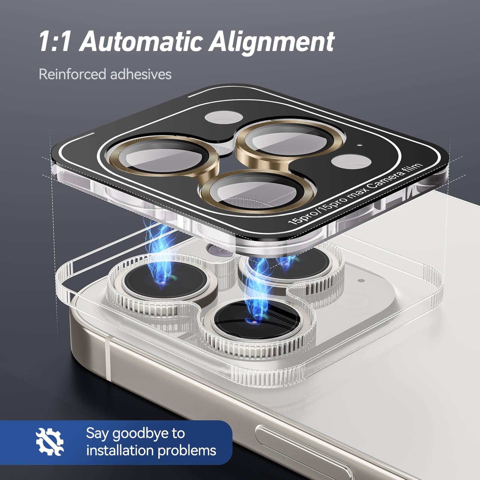 Jeluse 3X2 Pack Compatible For Iphone 15 Pro Max/Iphone 15 Pro Camera Lens Protector 9H Tempered Glass Cover, Drop Protection, S