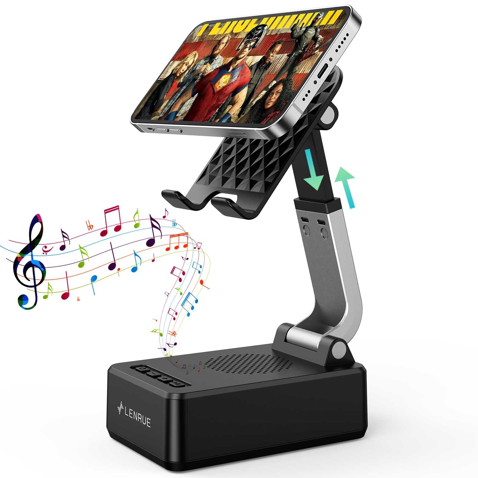 Lenrue Gifts For Men Women, Cell Phone Stand With Wireless Bluetooth Speakers, Flexible Comfort View, Loud Clear Sound, Birthday