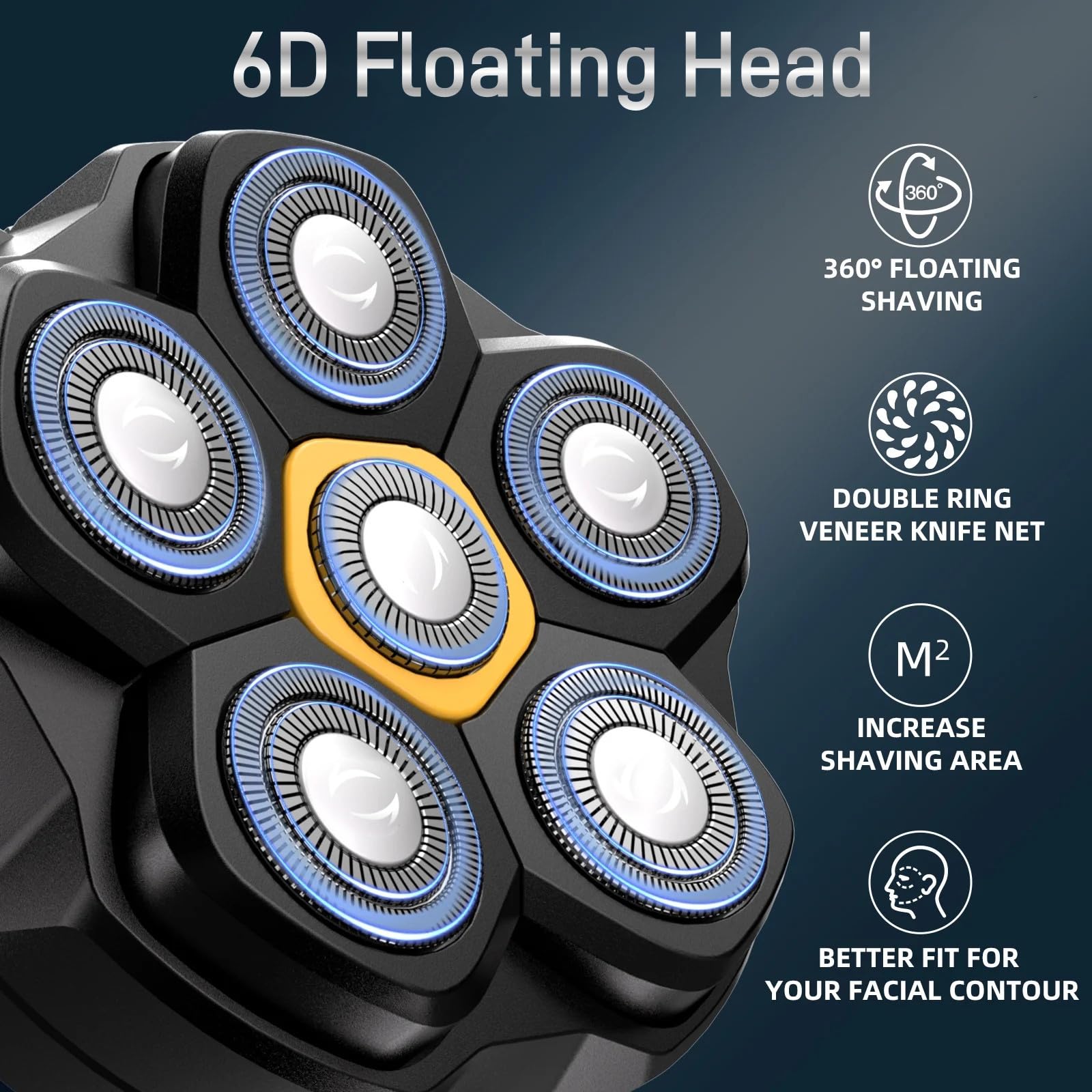 6D Magnetic Shaving Head Replacement Compatible With All 6D Magnetic Electric Razor.Magnetic Replacement Heads For Head Shavers