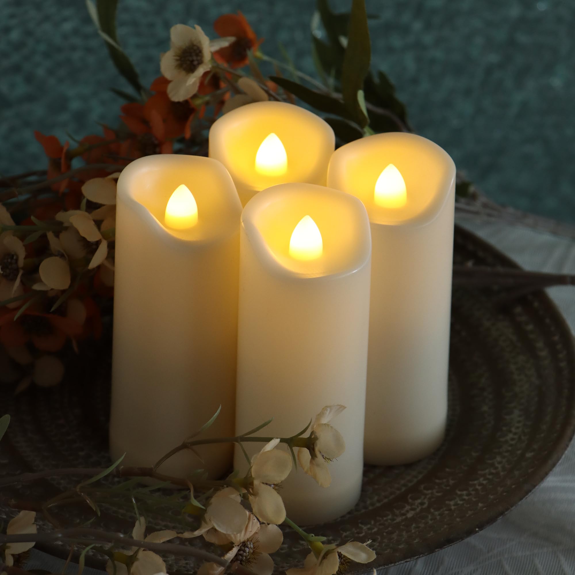 4 Pack Led Battery Operated Candles 2''X5'' Plastic Flickering Flameless Candles With Timer Outdoor Waterproof Wedding Party Hal