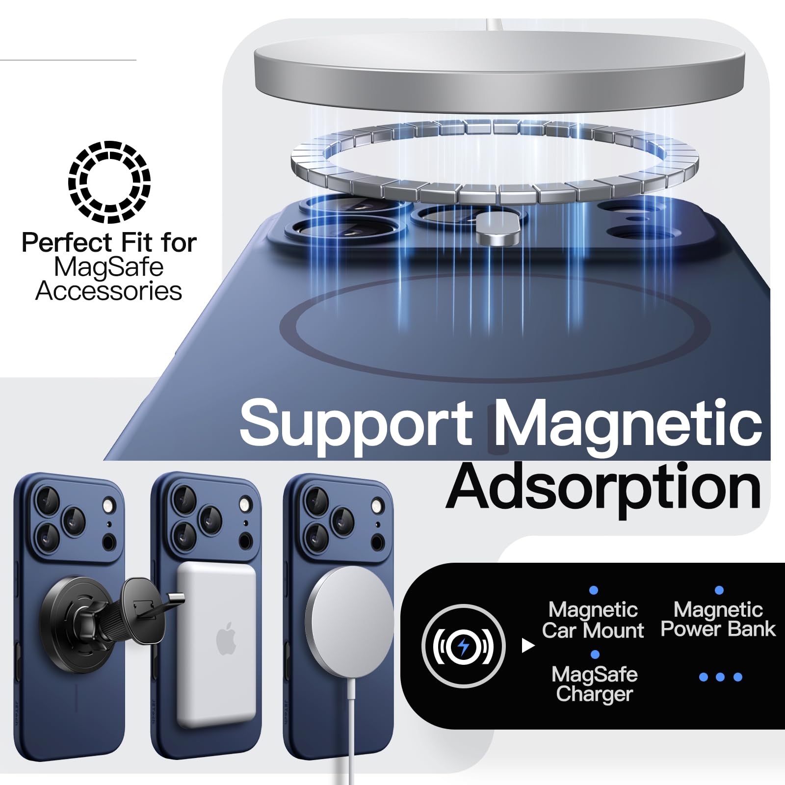 Jetech Magnetic Slim Case For Iphone 17 Pro Max 6.9-Inch, Compatible With Magsafe, Ultra-Thin Lightweight Minimalist Phone Cover