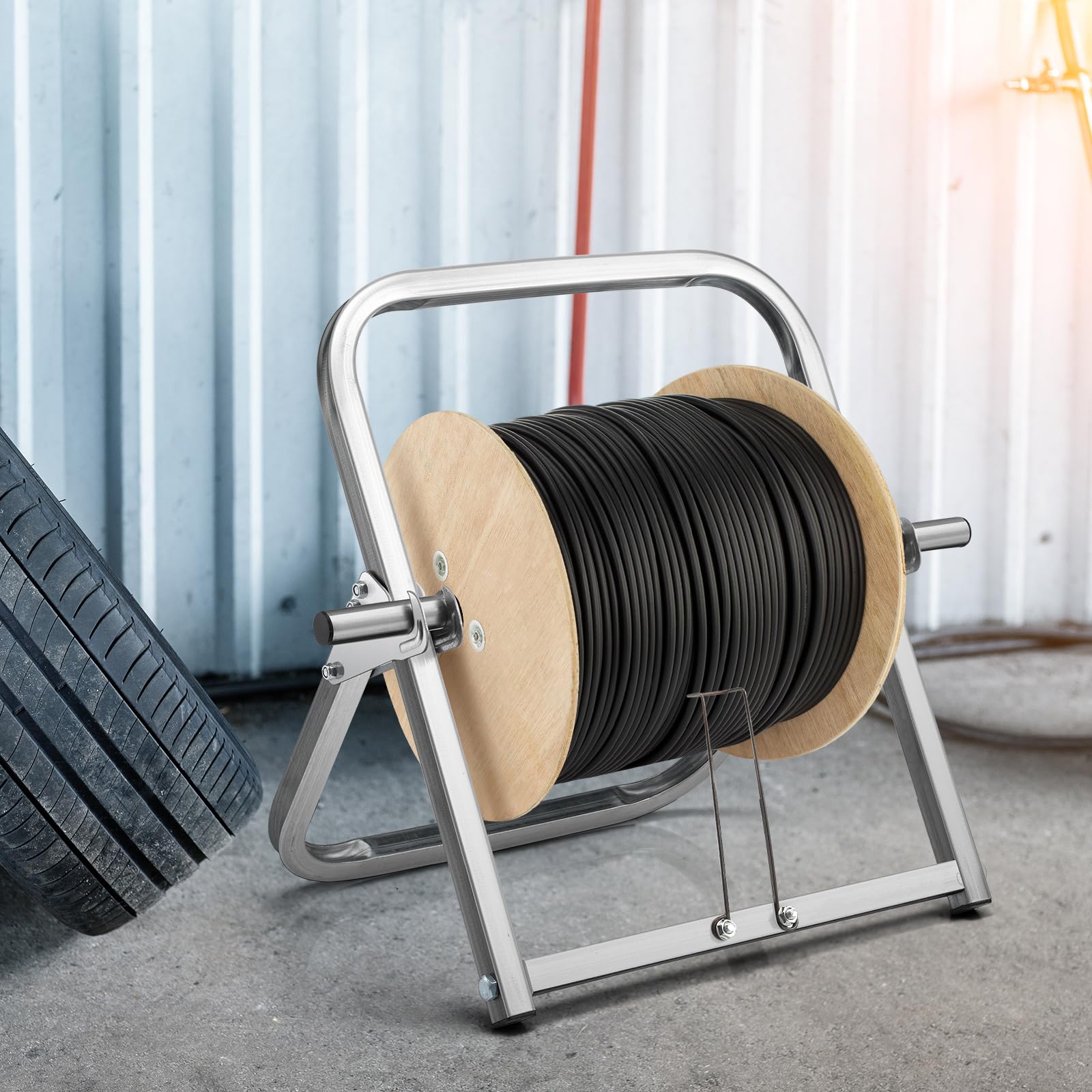 Hicarer Durable Single Axle Cable Caddy 13 X 16 Wire Spool Rack Holder Commercial Industrial Steel Wire Rack Dispenser For C