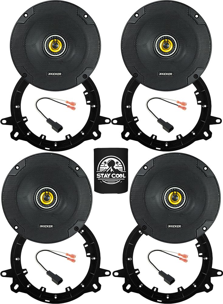 KICKER Front and Rear Door 6.5 Speakers Kit for Toyota RAV4 2019-2024 Upgrade Kit - 2 Pairs of CS Series 6 1/2 Inch Coaxial Spea