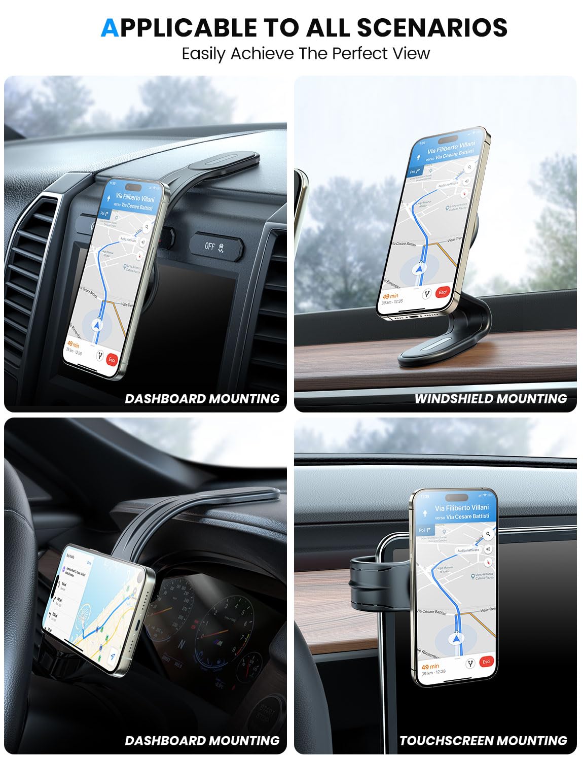 Esamcore For Magsafe Car Mount Detachable, Bendable Aluminum Arm Magnetic Phone Holder For Car?20 Strong Magnets? Cell Phone Mou