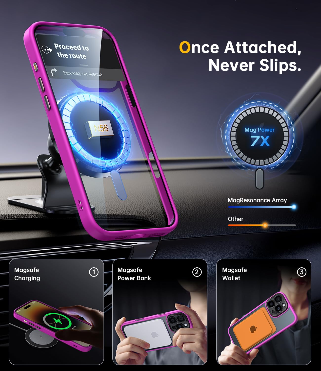 Jueshituo For Iphone 16 Pro Max Case With 1X Screen Protector, [Tailored For Magsafe] [Mil Grade Shockproof Defense] With Integr