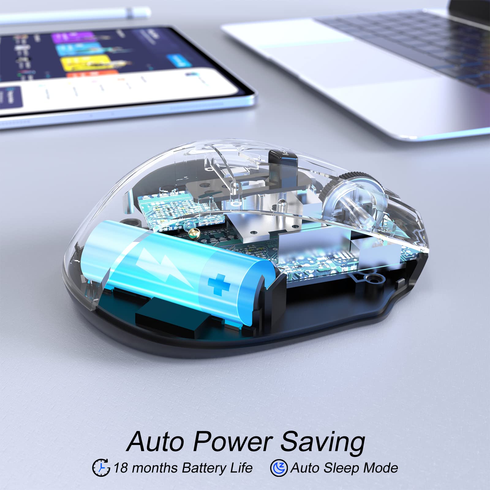 Hotweems Wireless Mouse, Bluetooth Mouse , 6 Button, 5 Adjustable Dpi(800 2400), 18 Months Battery Life,Wireless Ergonomic Mouse For Laptop, Computer, Pc, Mac, Chromebook Black