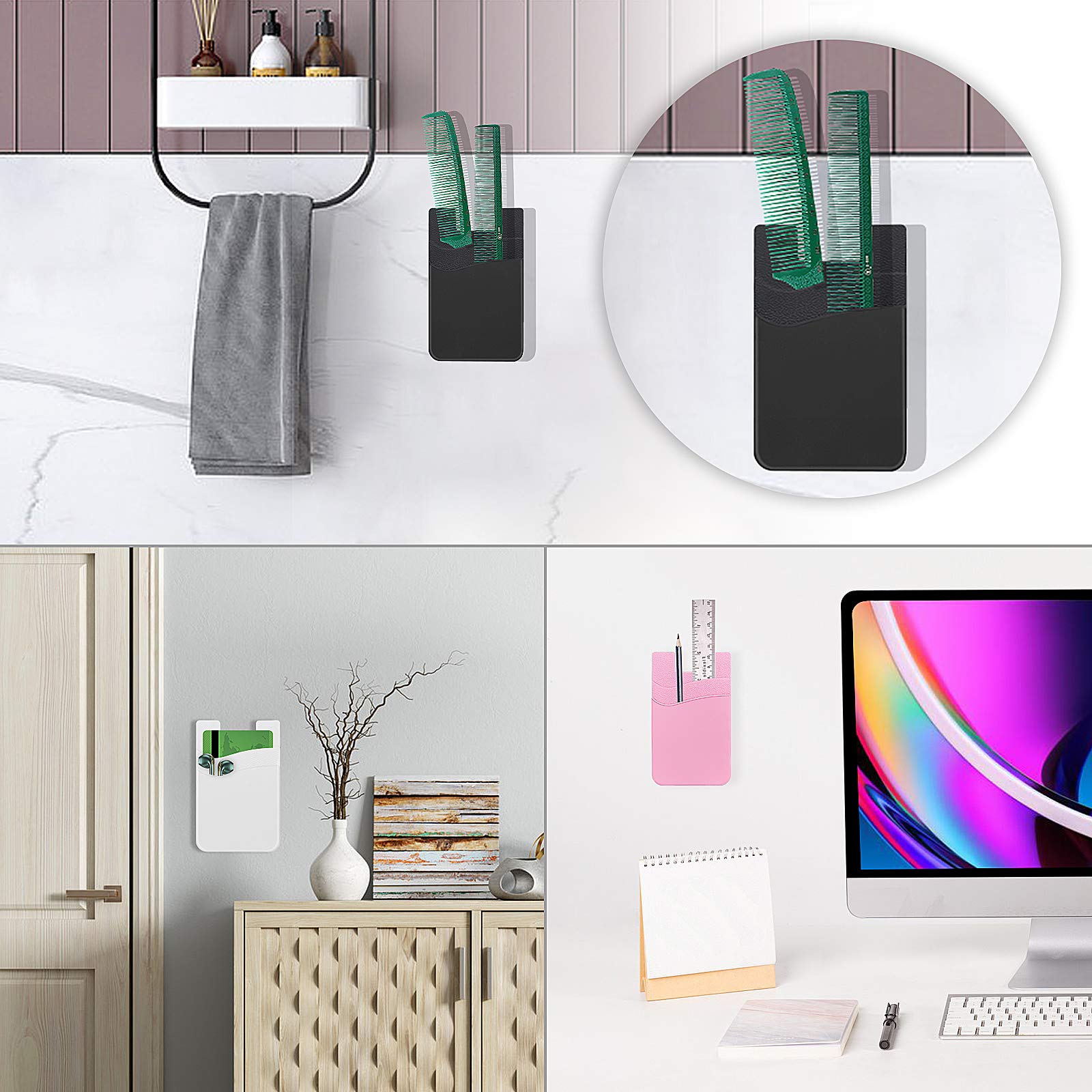 Senose Cell Phone Wallet, Silicone Adhesive Stick On Phone Card Holder For Credit Card,Id Holder Wallet Pouch Sleeve Pocket Comp