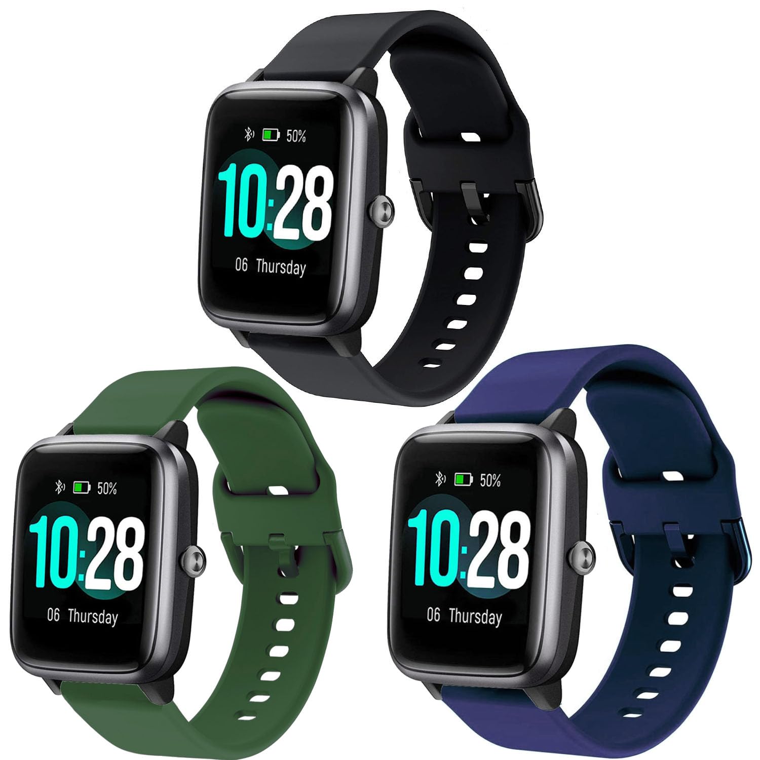 Vicrior Bands Compatible With Id205L Smart Watch, 19Mm Quick Release Soft Silicone Fadeless Pattern Printed Floral Replacement B