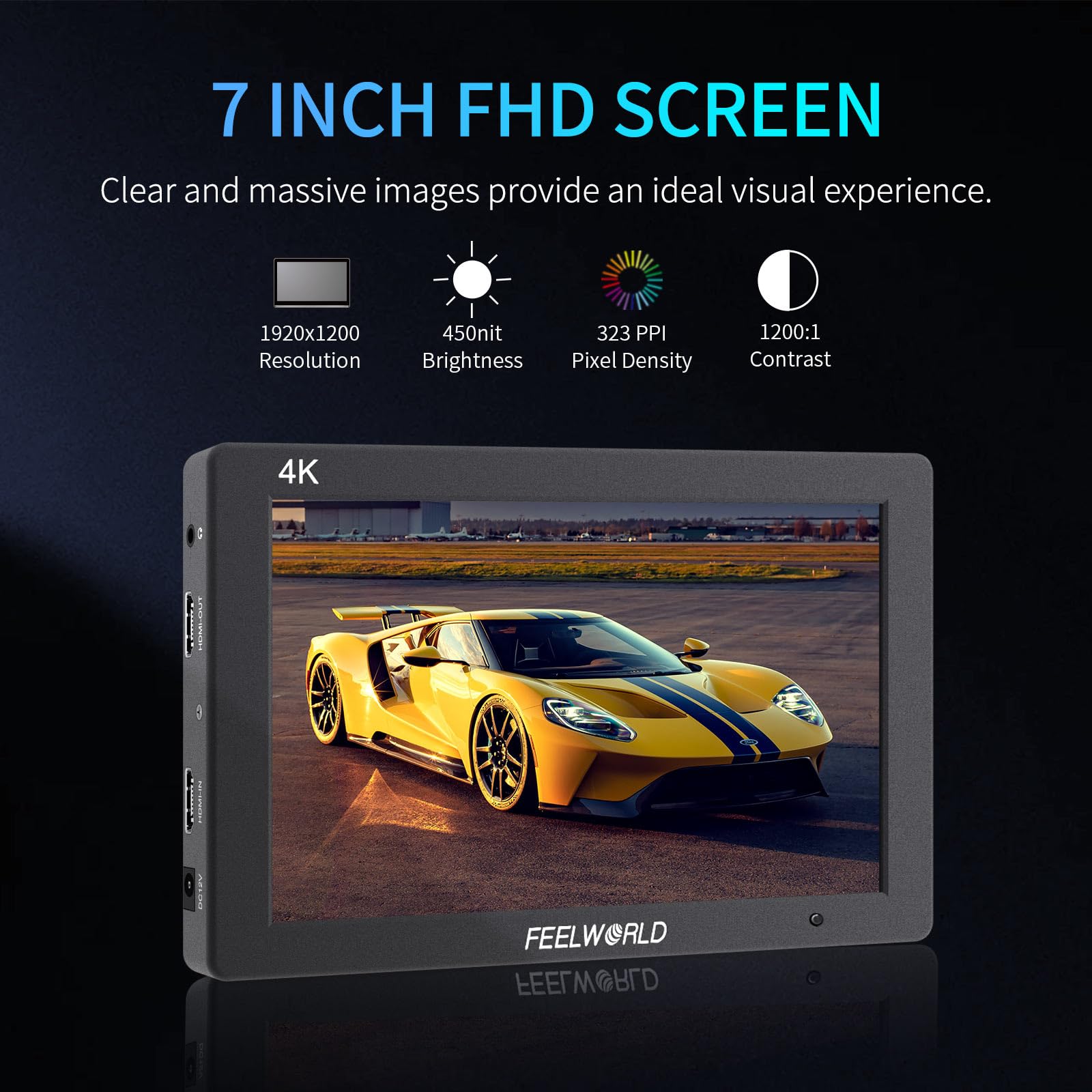 Feelworld T7 7 Inch Dslr On Camera Field Monitor Video Assist Full Hd 1920X1200 4K Hdmi Input Output With Peaking Focus Rugged A