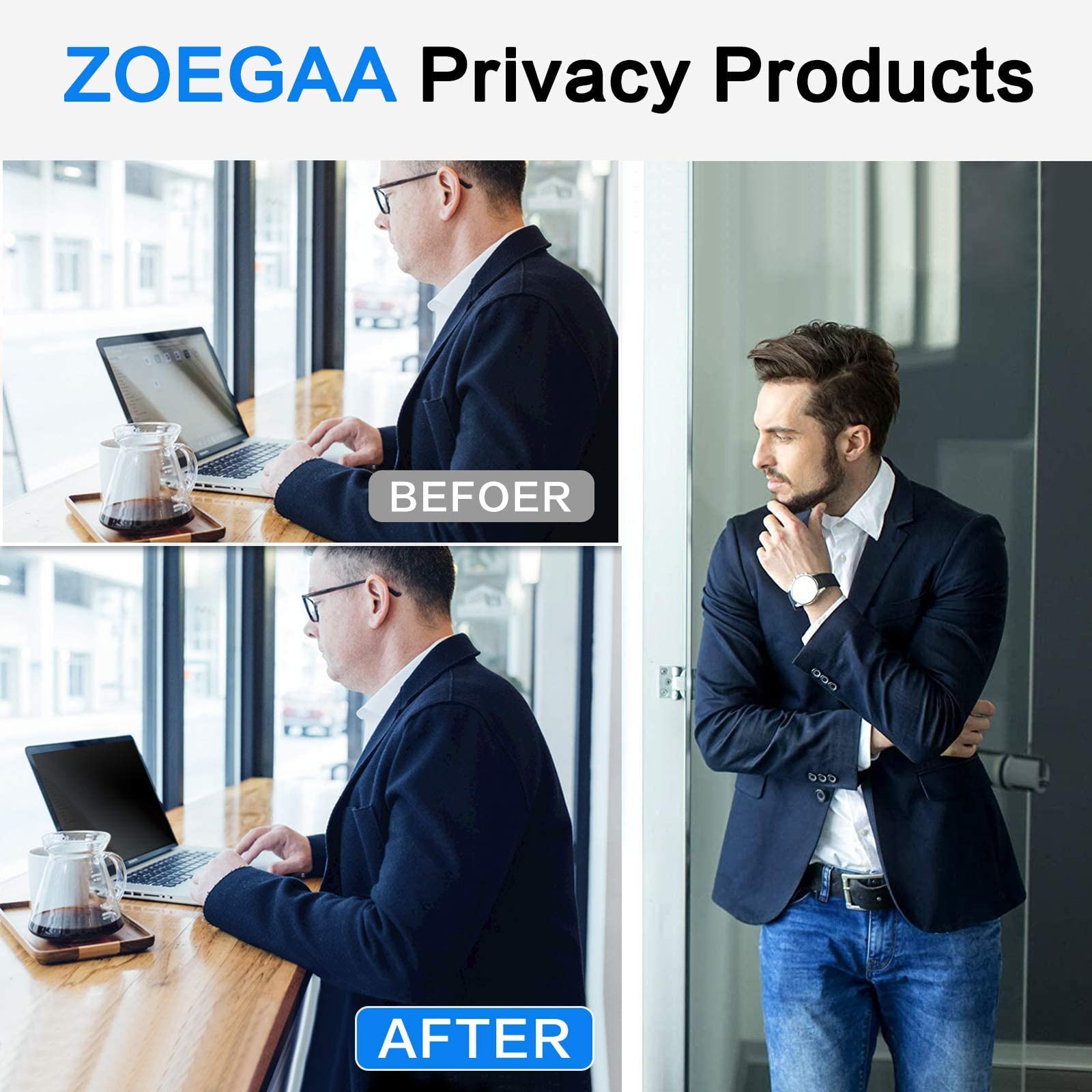 17 Inch Laptop Privacy Screen Filter For 16:10 Widescreen Display 14.5''X9.1''   Laptop Screen Privacy Shield And Anti Blue Ligh