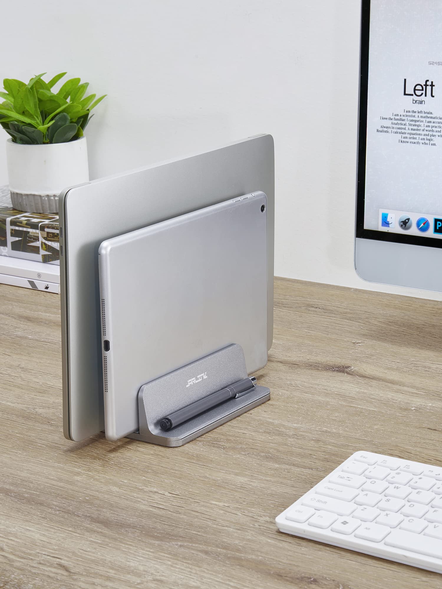 Jarlink Vertical Laptop Stand Holder, Aluminum Double Desktop Stand Holder With Adjustable Dock (Up To 17.3 Inch), Fits All Macb