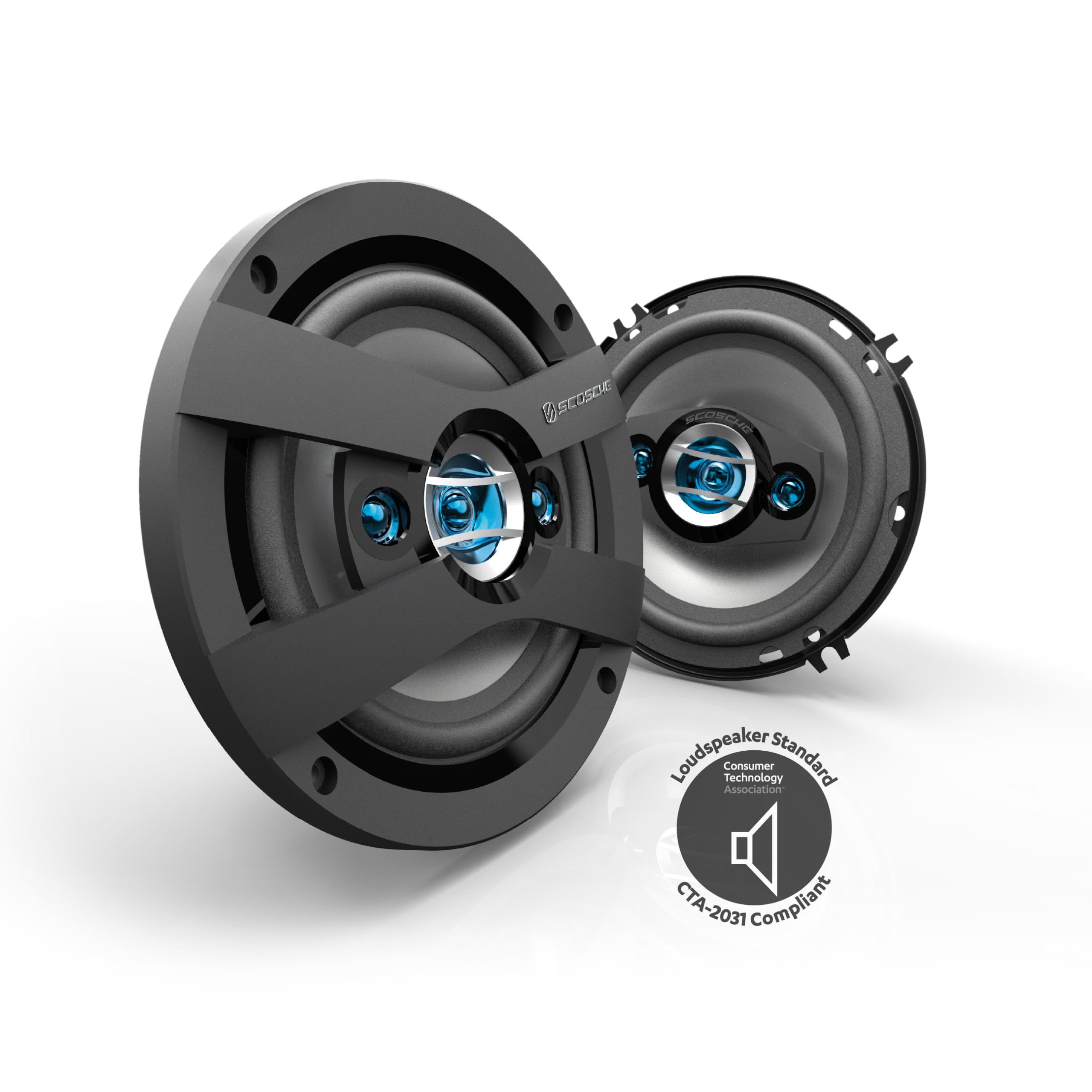 Scosche HD6504   High Performance 6.5' 4 Way Full Range Car Door Speakers Set for Enhanced Car Audio Experience   200 Watts Max   Fits 6 1/2' and 6 3/4' Factory Locations   1 Pair