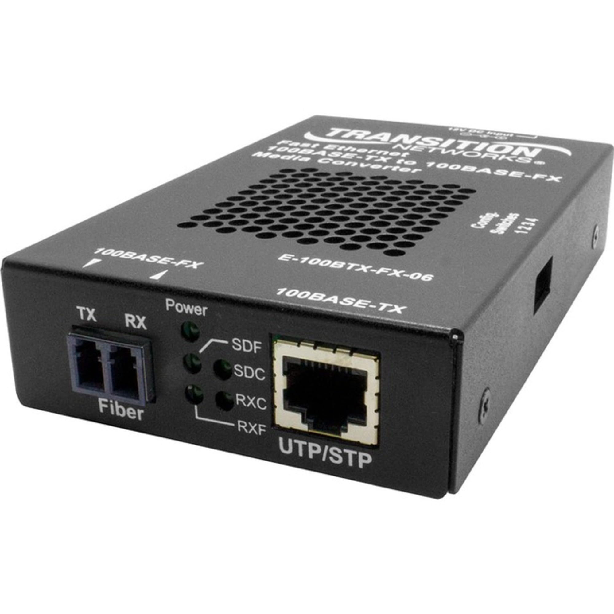 Transition Networks Stand-Alone Fast Ethernet Media Converter 100Base-TX to 100Base-FX - 1 x Network (RJ-45) - 1 x LC Ports - Si