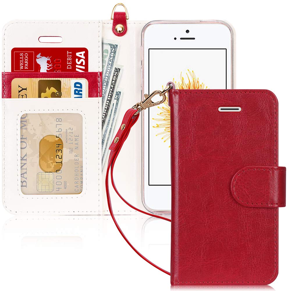 Fyy Designed For Iphone Se Case 2016 (1St Generation) / Iphone 5 Case/Iphone 5S Case, Luxury Pu Leather Wallet Phone With Card H