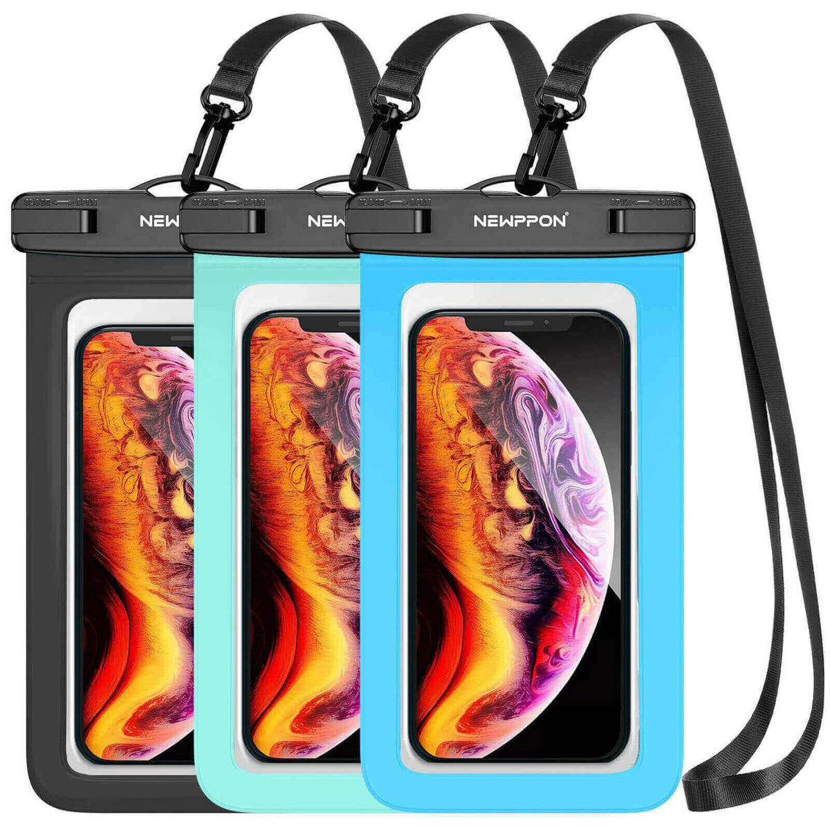 Newppon Waterproof Cell Phone Pouch   3 Pack Underwater Dry Bag Case Lanyard   Water Proof Clear Holder Protector For Iphone 16