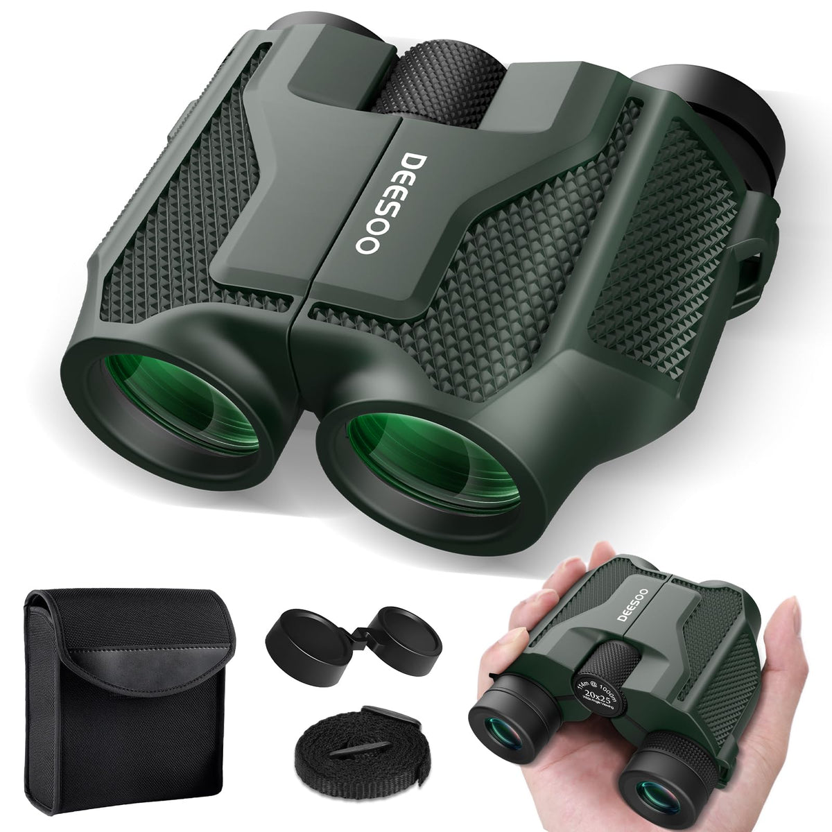 Compact Binoculars For Adults And Kids - Deesoo 20X25 Mini Lightweight High Powered Binocular For Bird Watching - Easy Focus Sma