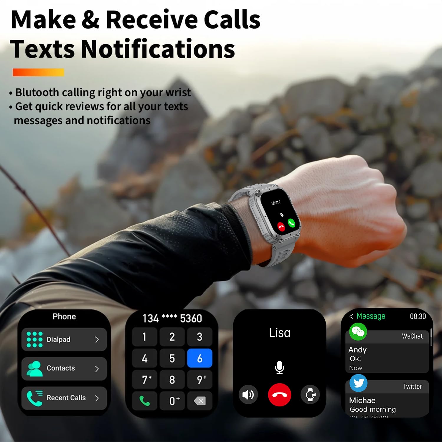 Military Gps Smart Watch For Men Pressure/Altitude/Compass,Fitness Smart Watch For Android Phones And Iphone,Outdoor Waterproof